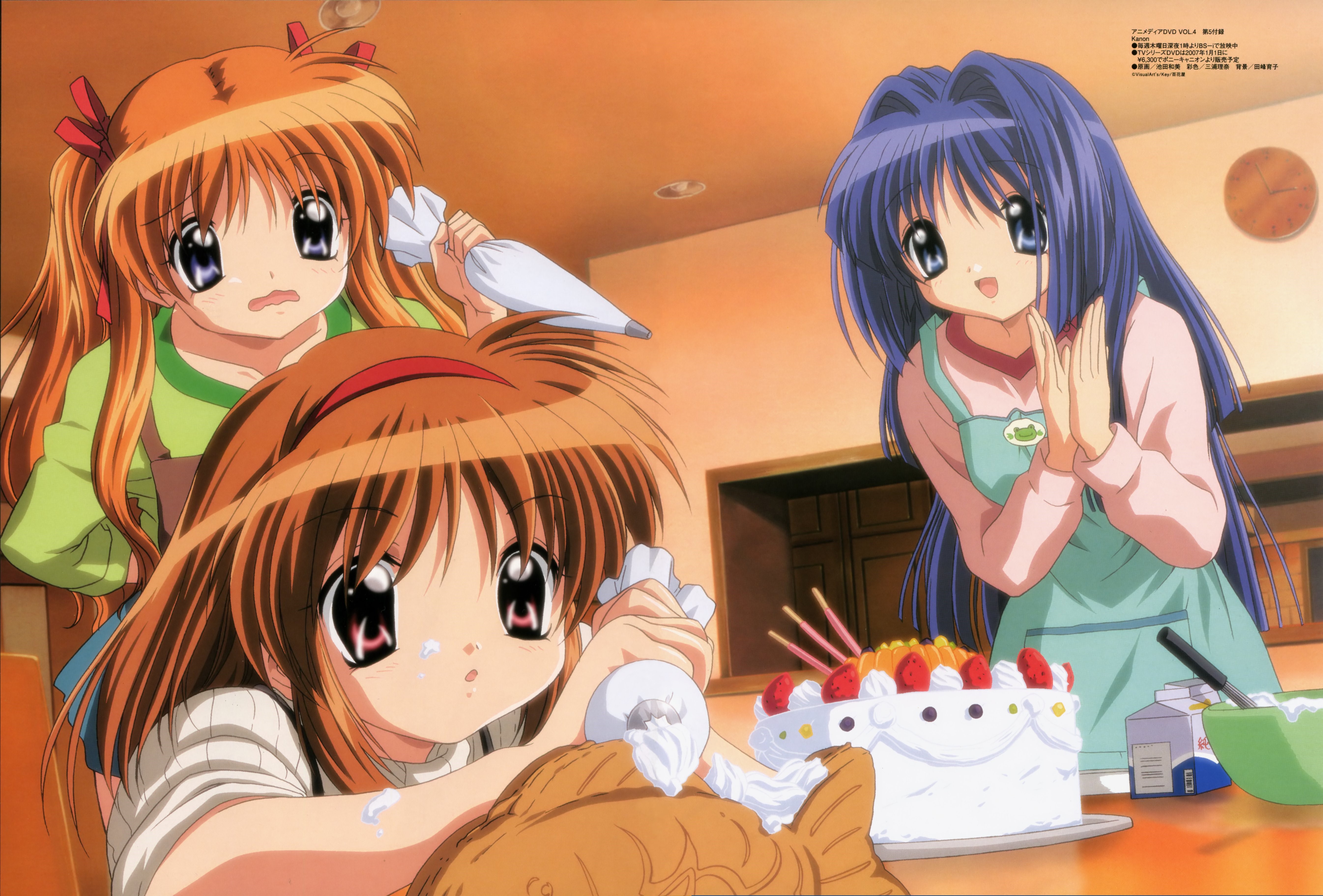 3 girls decorating a cake from Kanon HD Wallpaper