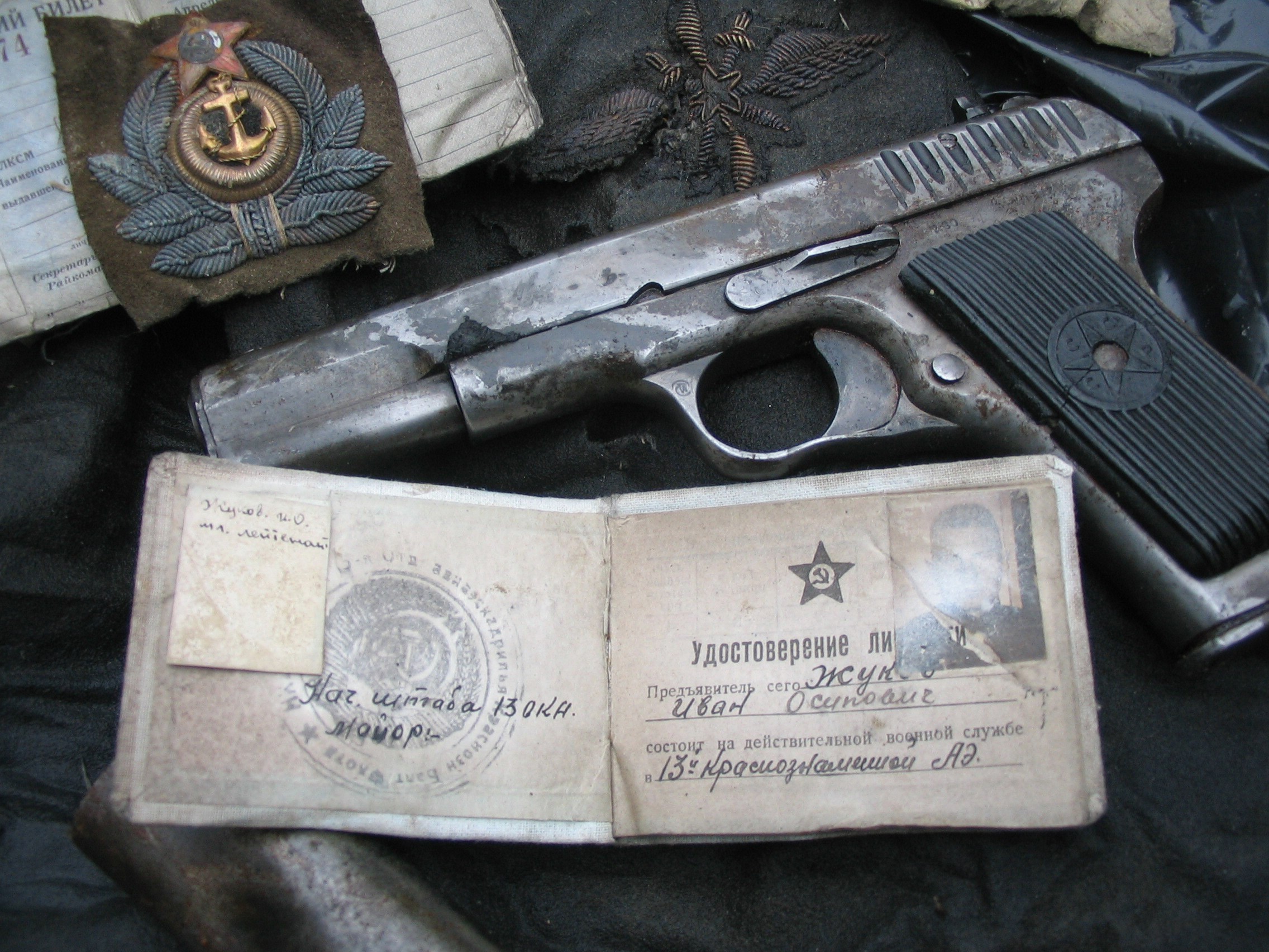 Soviet military documents and pistol HD Wallpaper