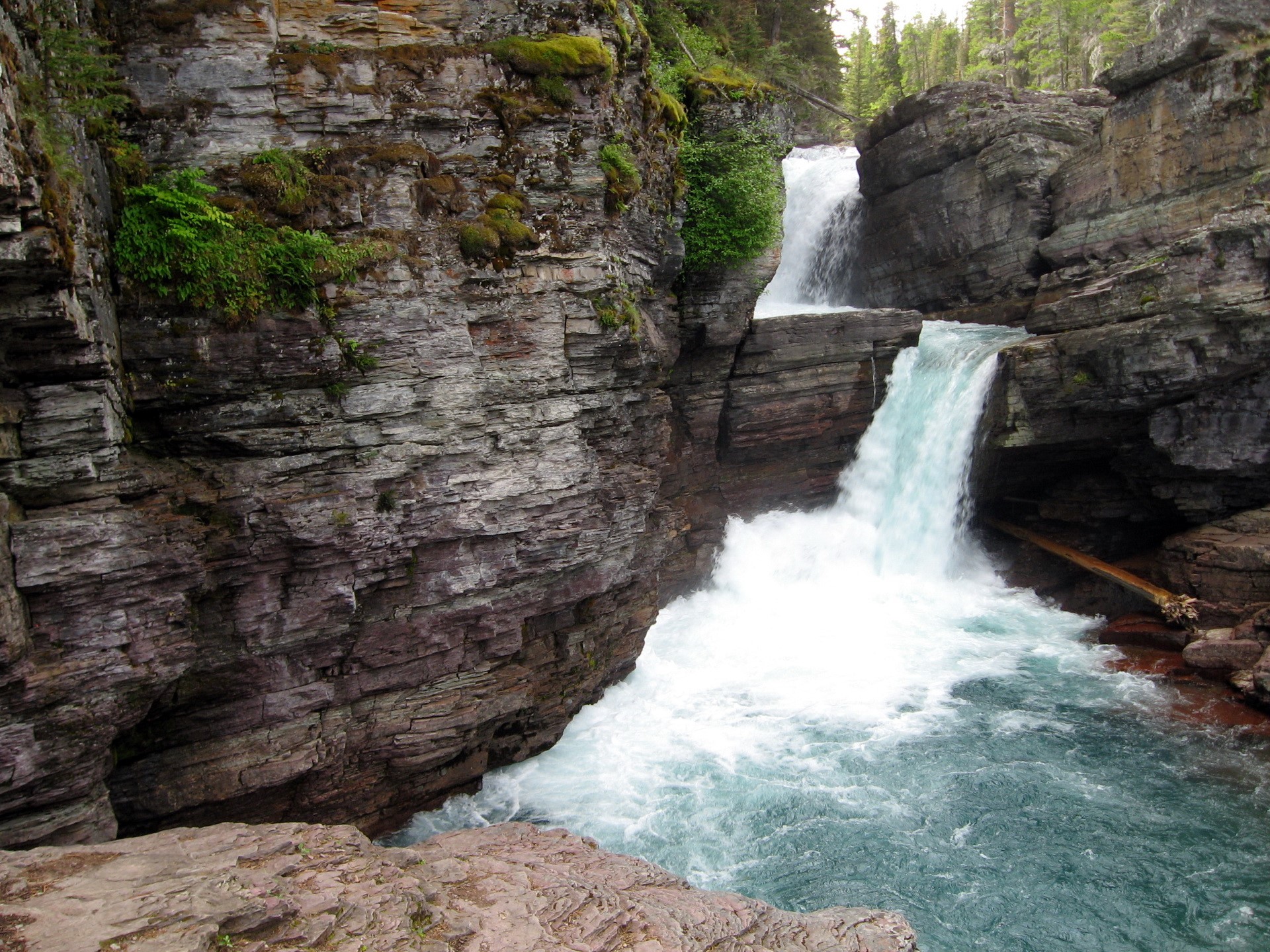 Saint Mary Falls, Glacier National Park, Montana HD Wallpaper