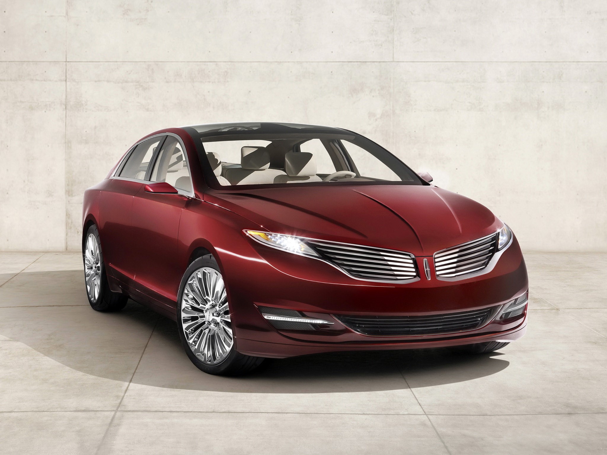 Red Lincoln Sedan Concept Car HD Wallpaper