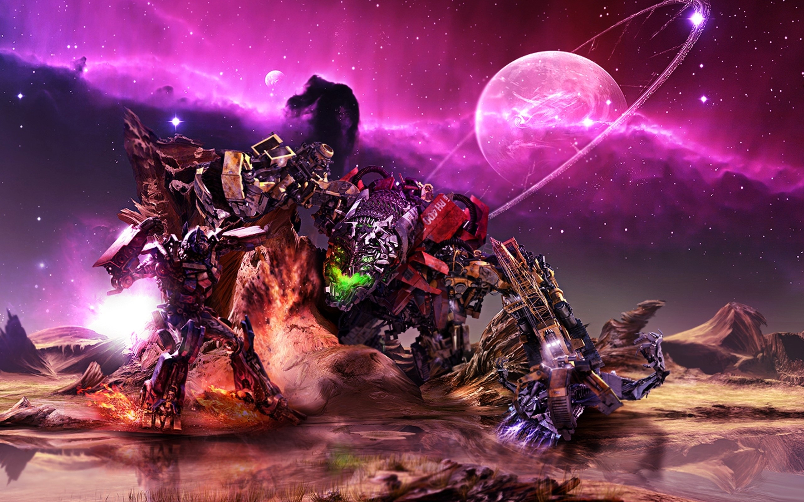 Transformers robots on an alien planet HD Wallpaper
