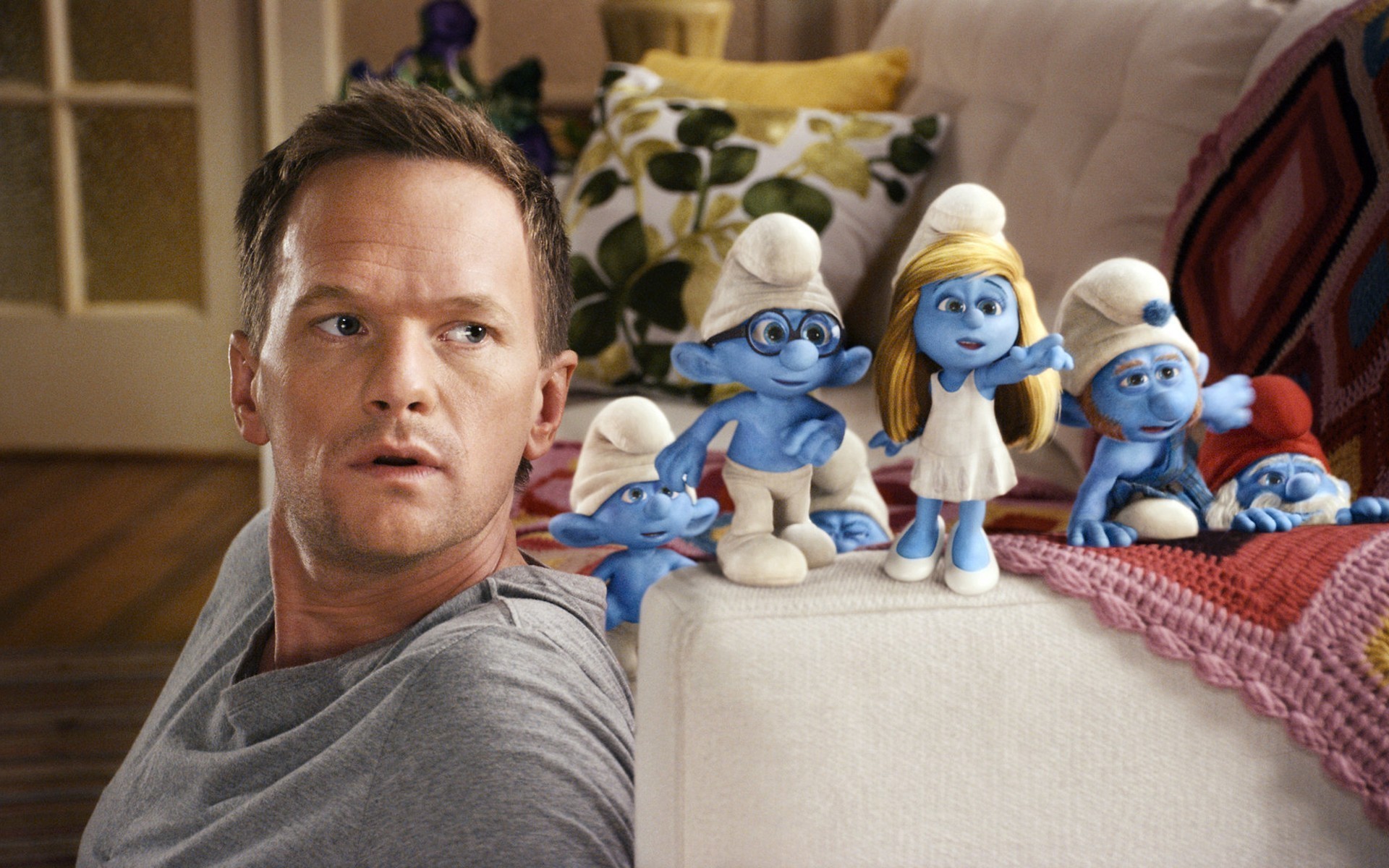 Neil Patrick Harris with Smurfs HD Wallpaper