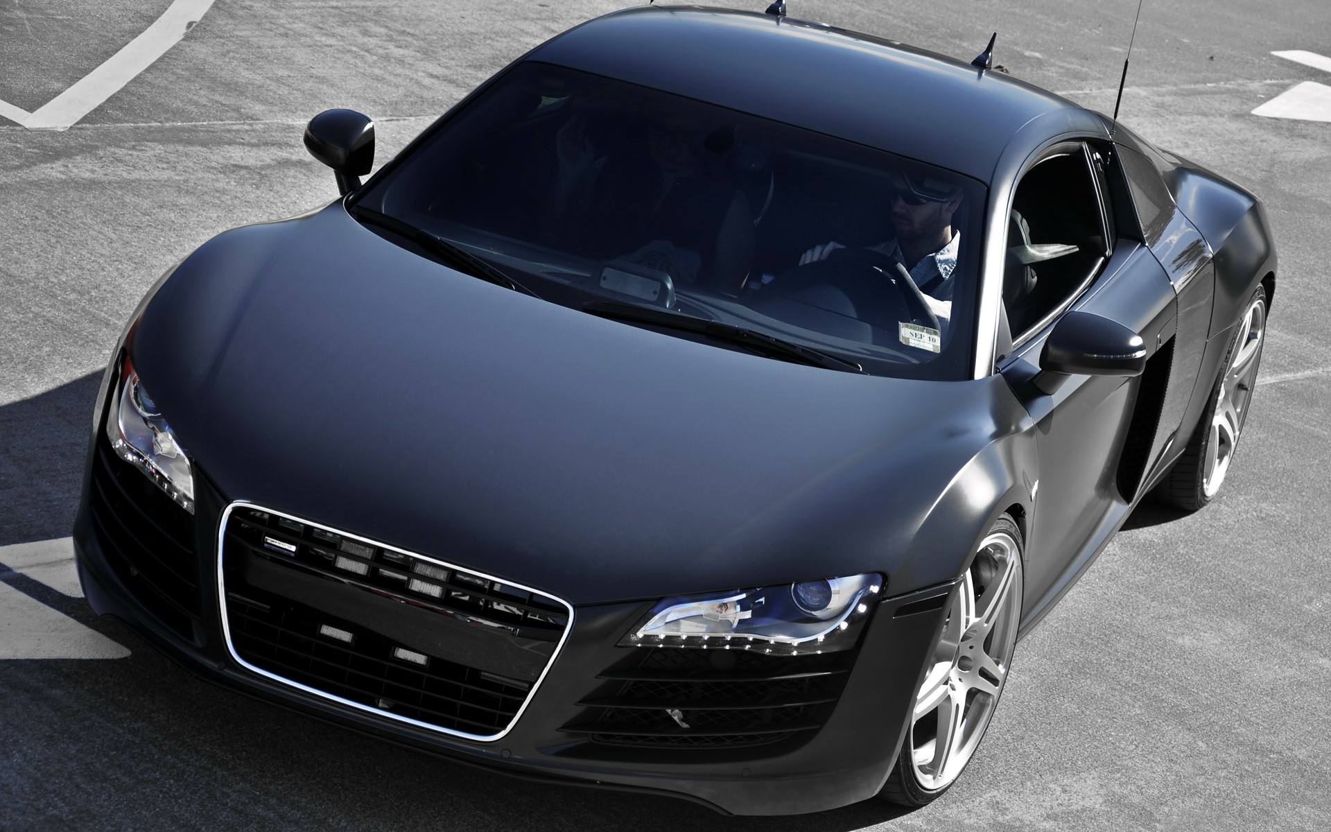 Black Audi R8 parked on asphalt HD Wallpaper