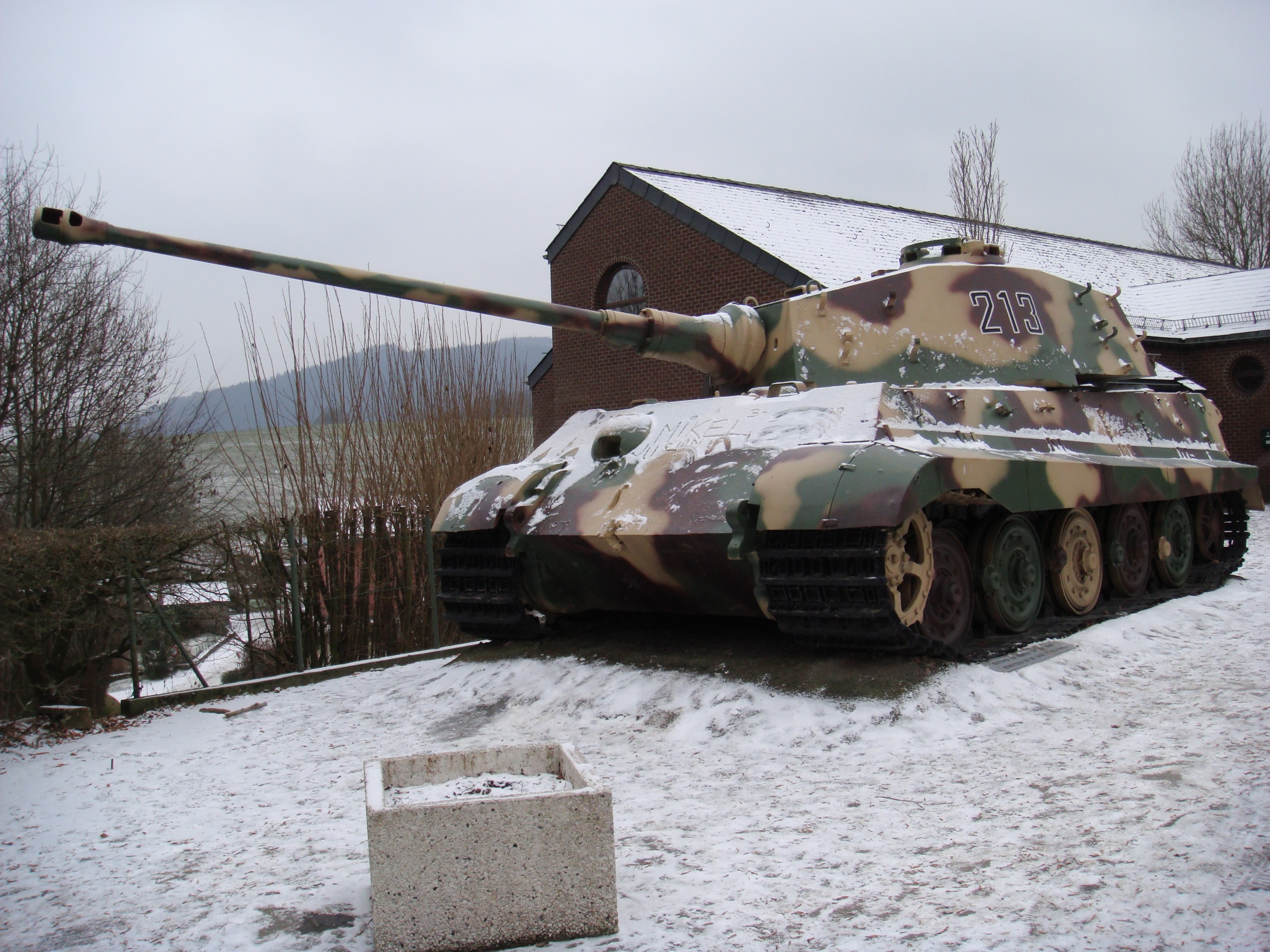 Tiger II tank with camouflage in the snow HD Wallpaper