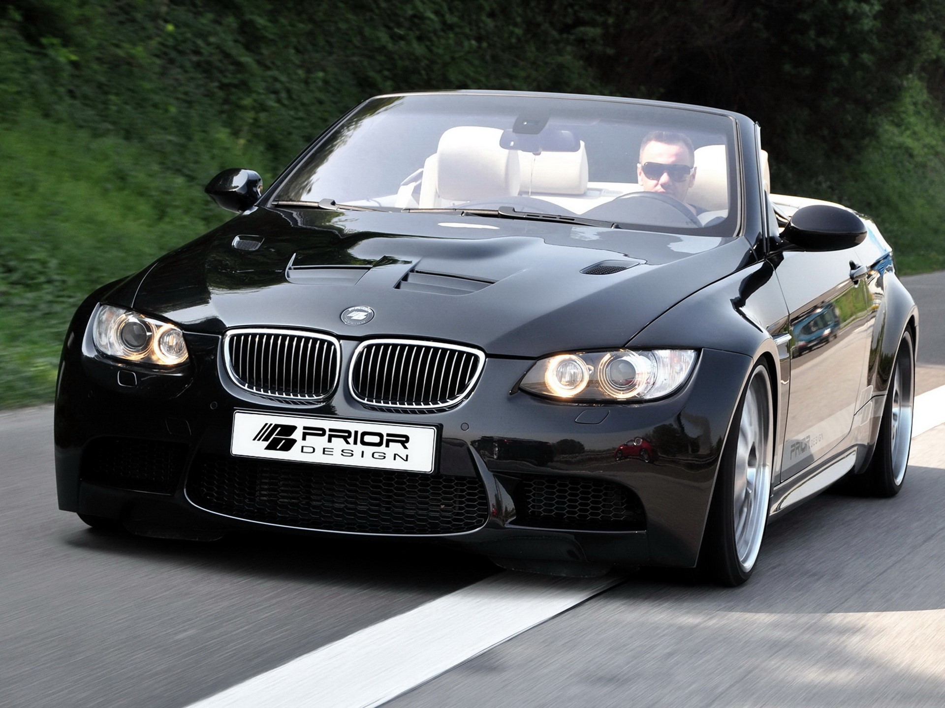 Black BMW M3 Convertible with Prior Design Body Kit HD Wallpaper