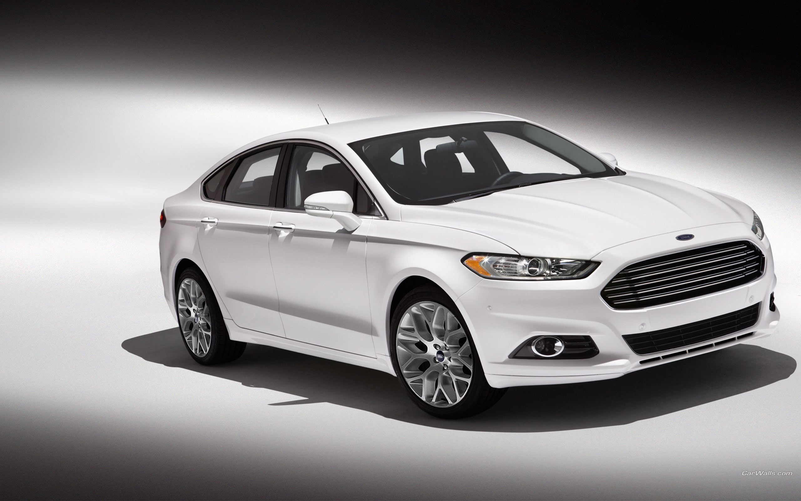 White Ford Fusion Sedan HD Wallpaper