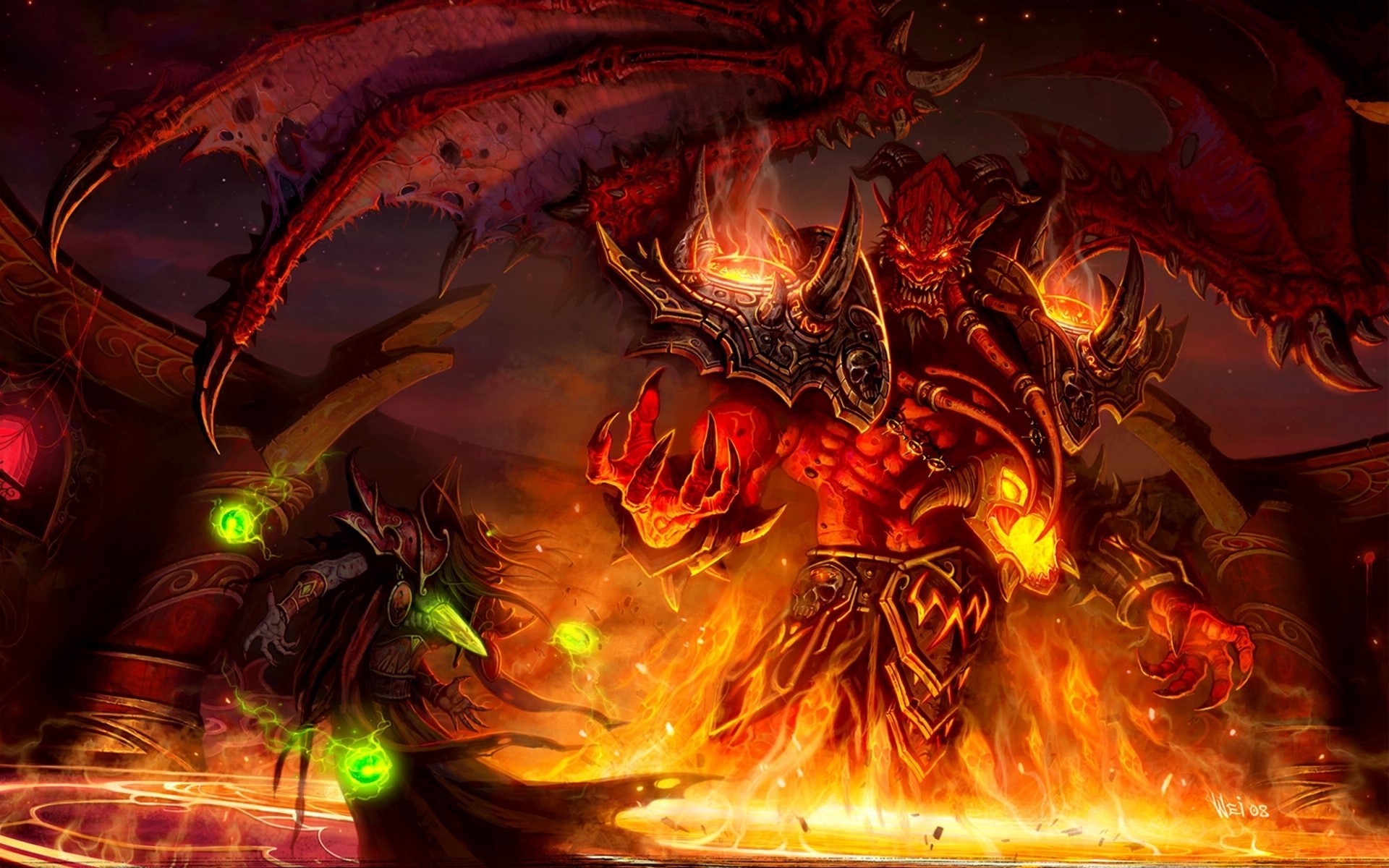 Demon Lord and Mage in World of WarCraft HD Wallpaper