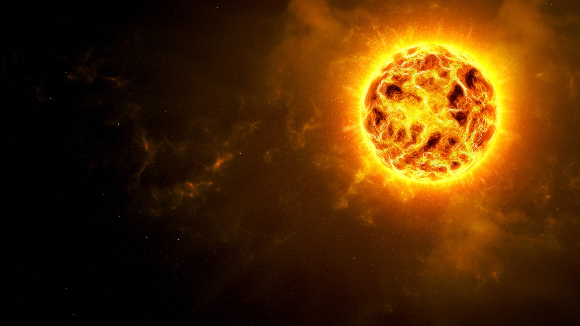 The Sun in space with nebulae HD Wallpaper