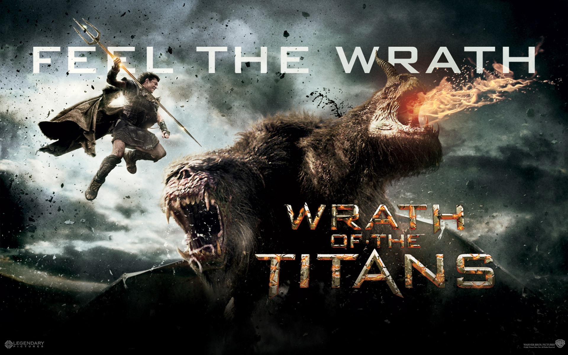 Perseus fighting a Chimera in Wrath of the Titans HD Wallpaper
