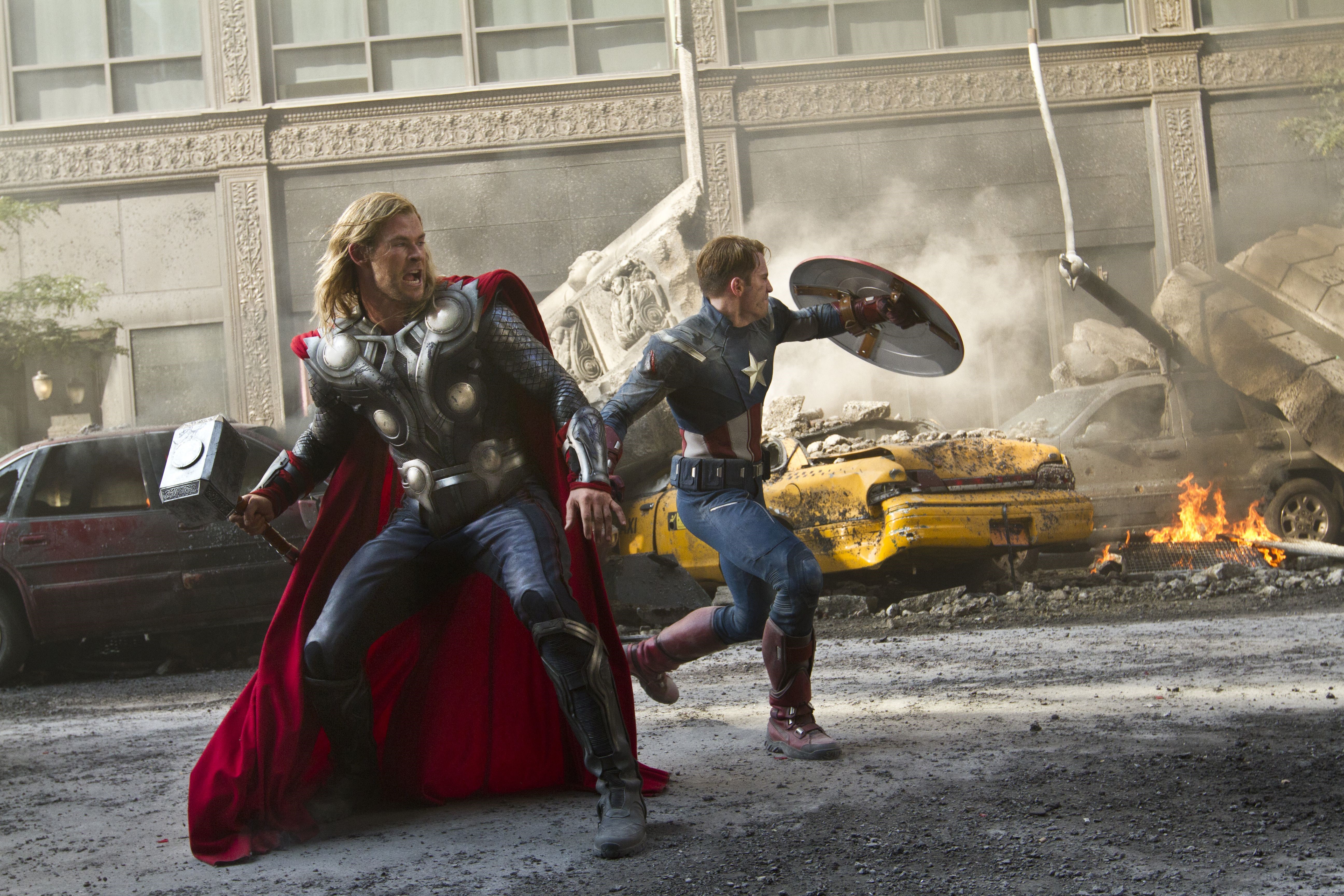 Thor and Captain America in battle HD Wallpaper