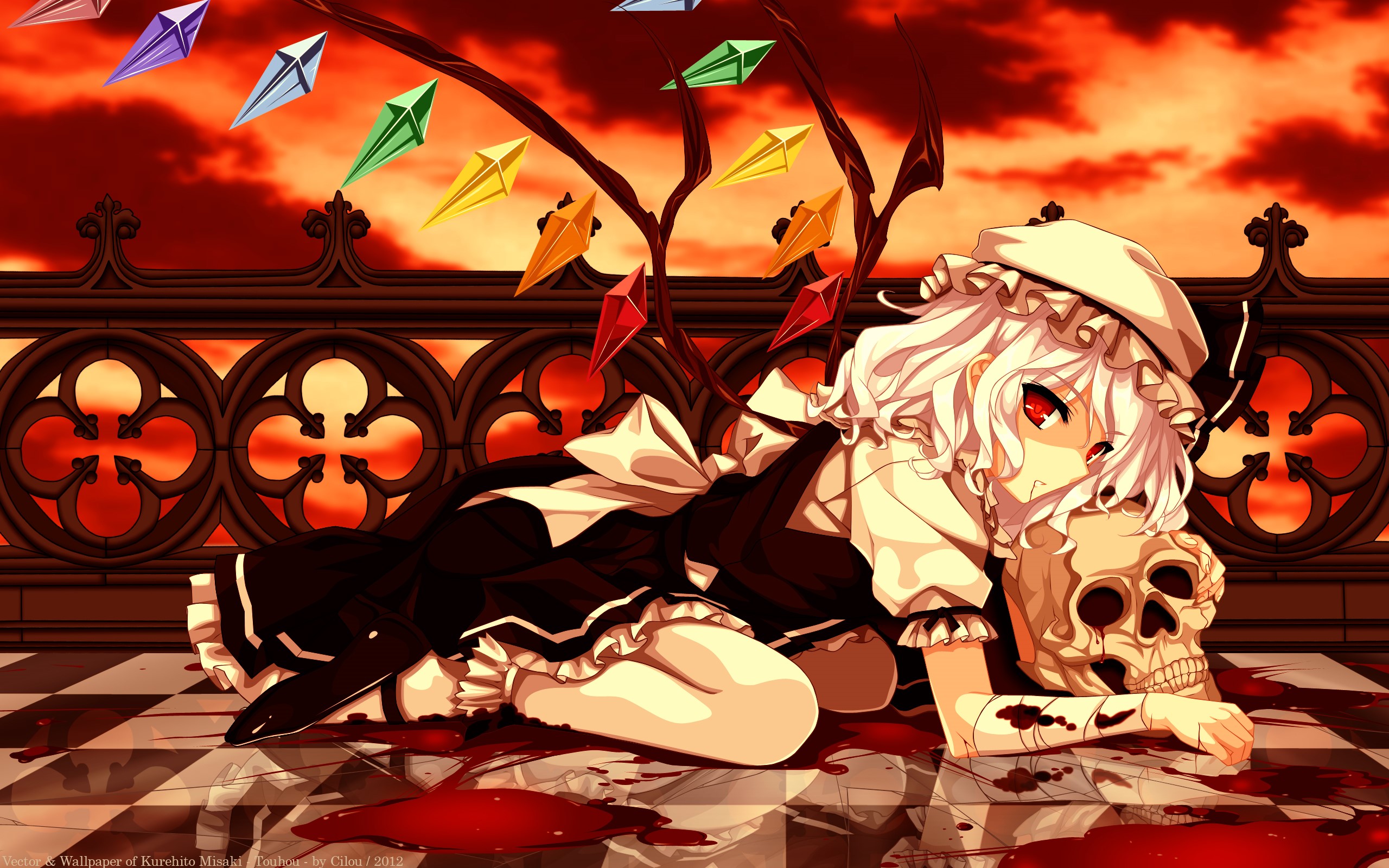 Remilia Scarlet from Touhou Project with Skull HD Wallpaper