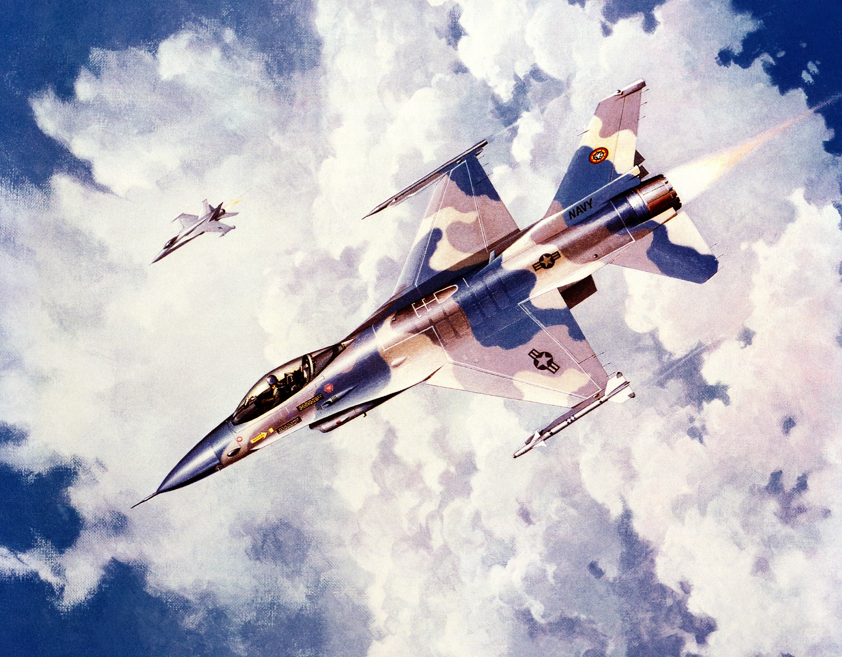Two Navy fighter jets in flight HD Wallpaper