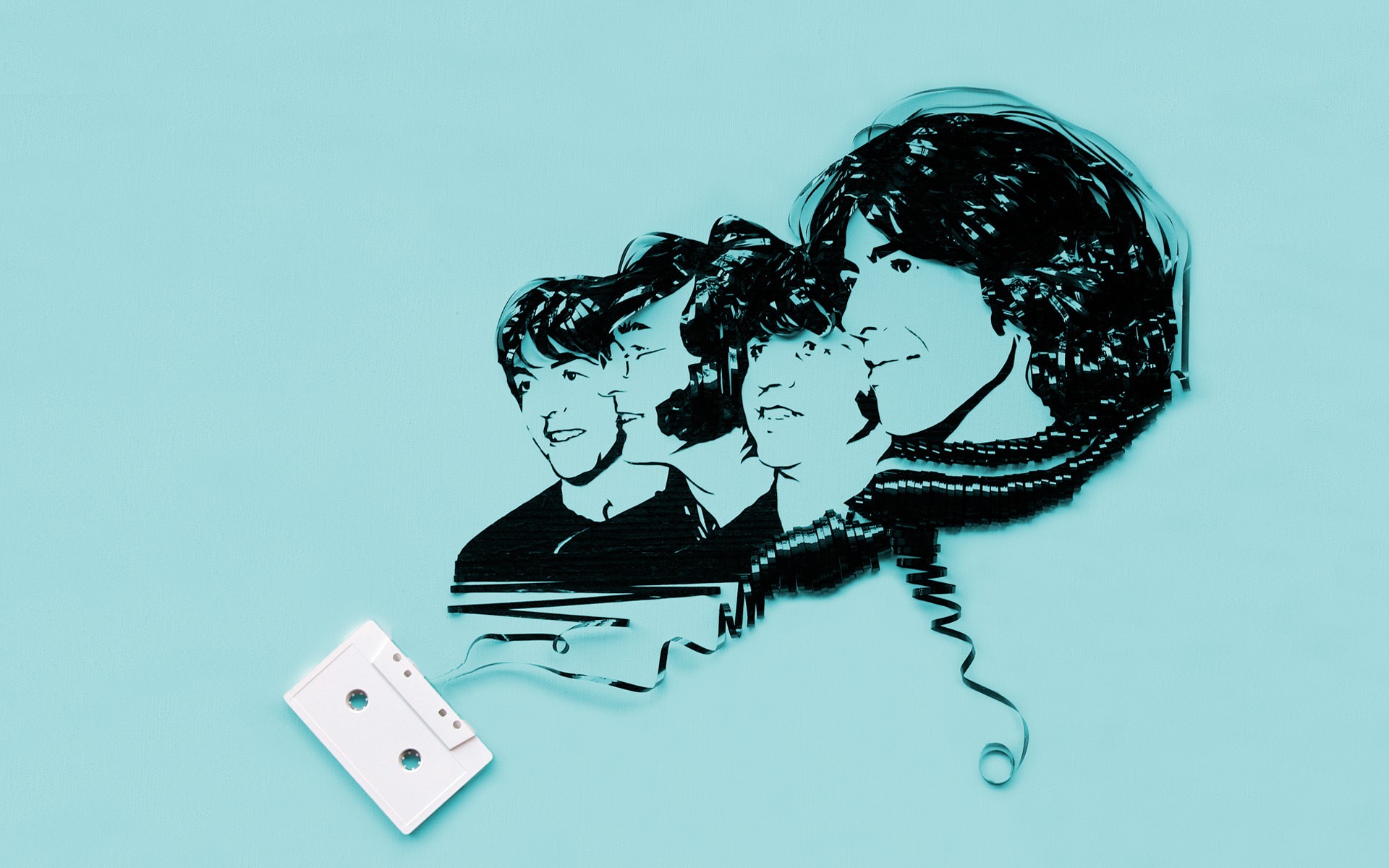 The Beatles formed from cassette tape HD Wallpaper