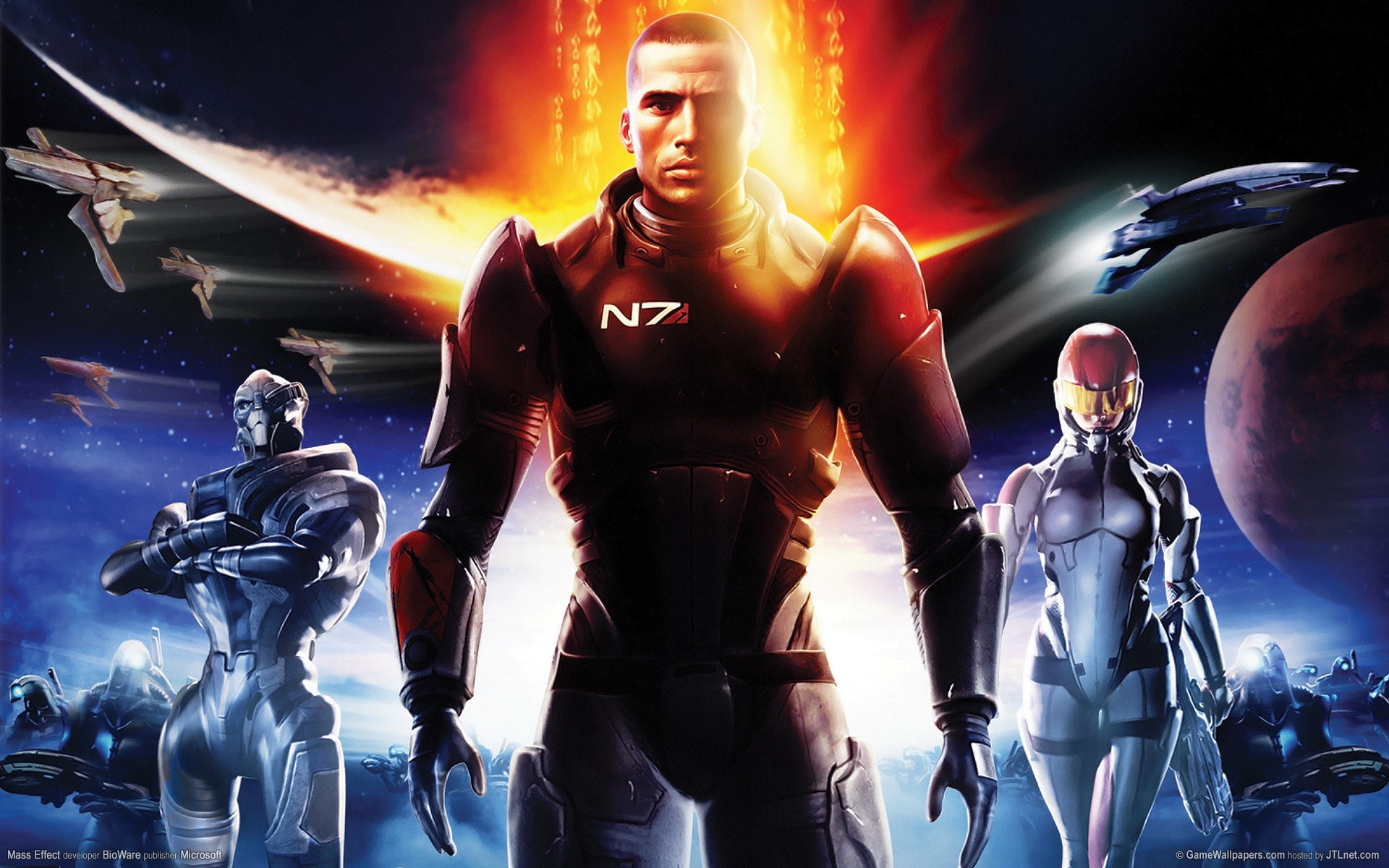 Commander Shepard and allies from Mass Effect HD Wallpaper