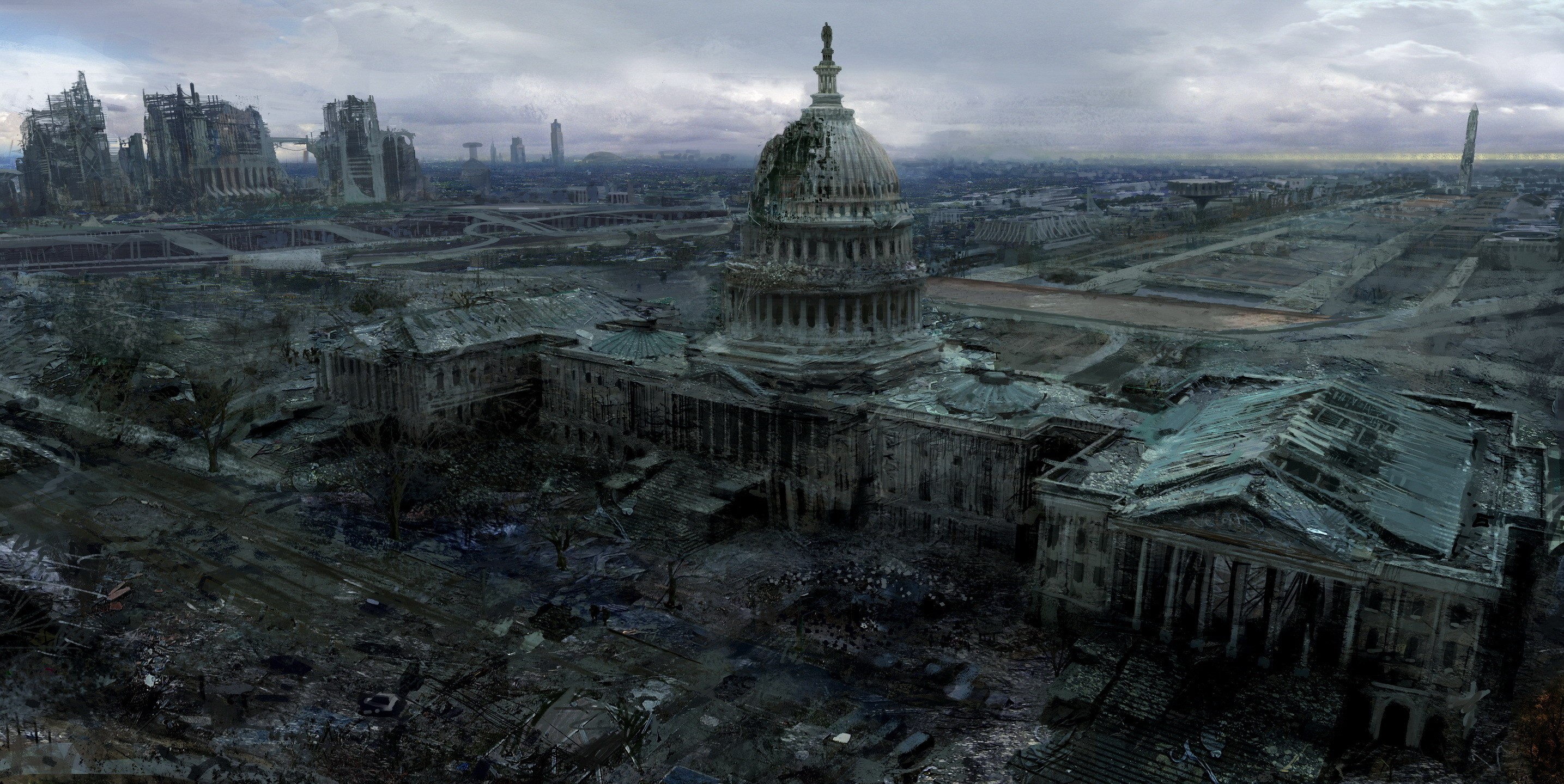 Ruined Capitol Building in Fallout 3 HD Wallpaper