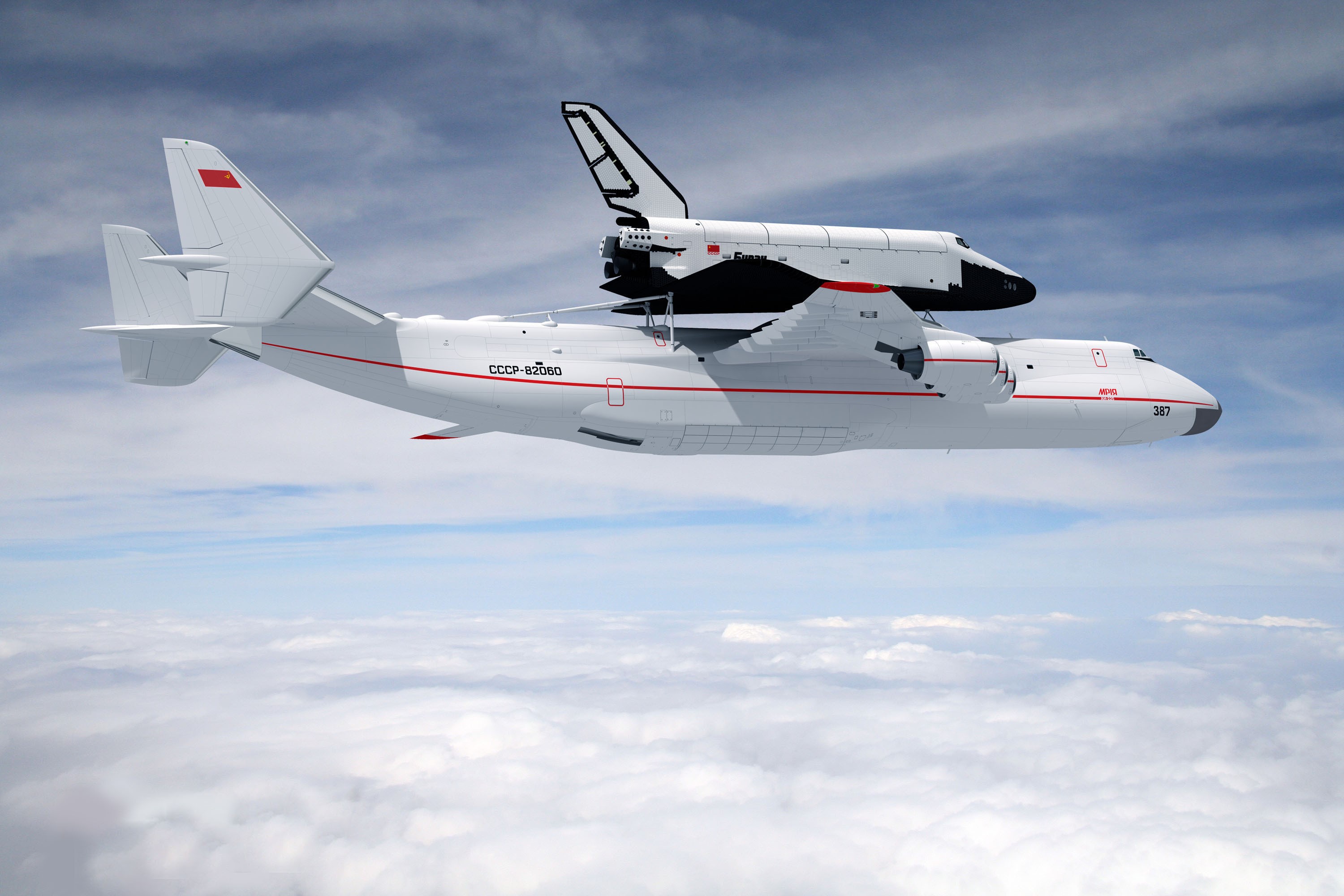Antonov An-225 Mriya carrying Buran space shuttle HD Wallpaper
