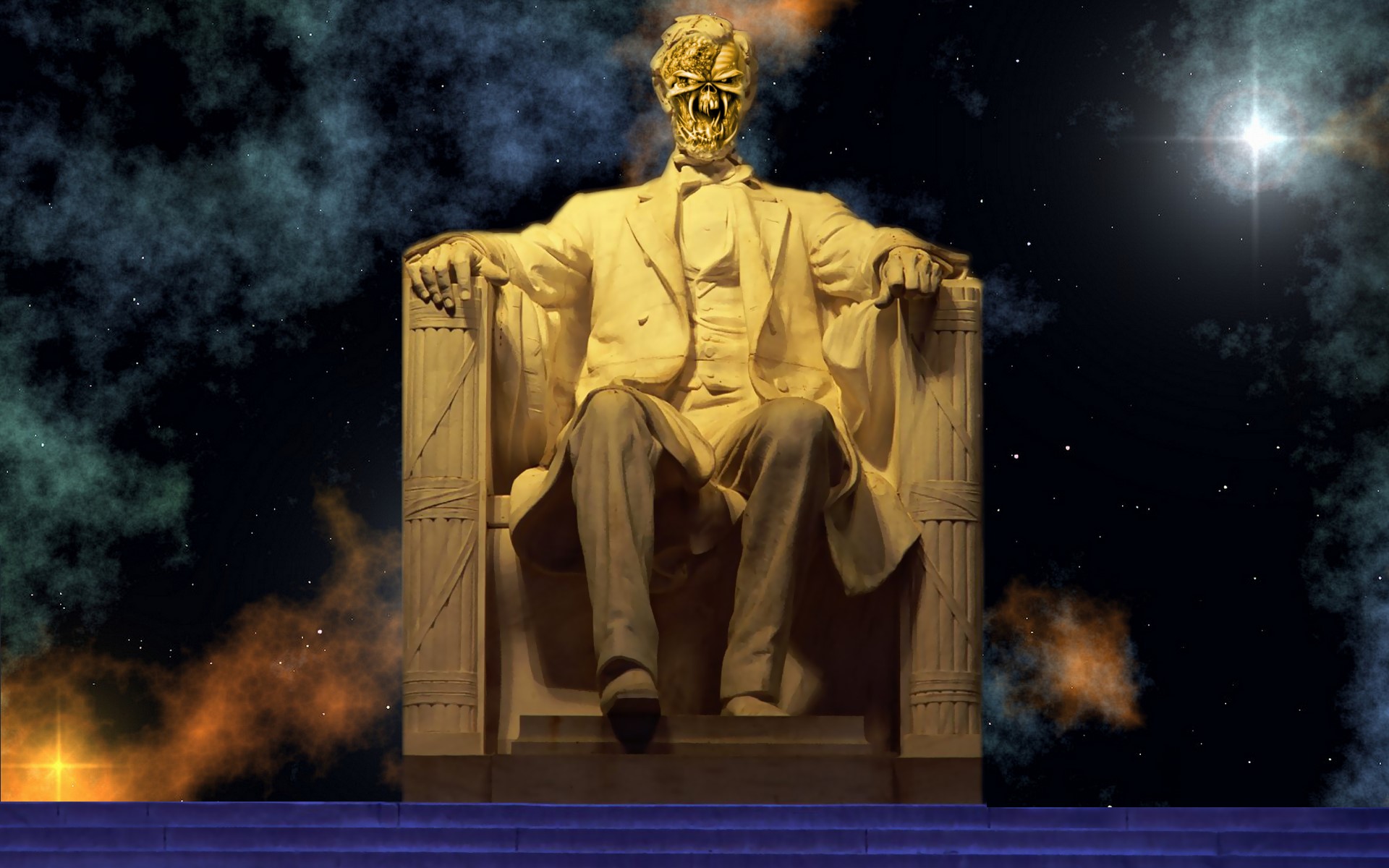 Eddie from Iron Maiden in space HD Wallpaper