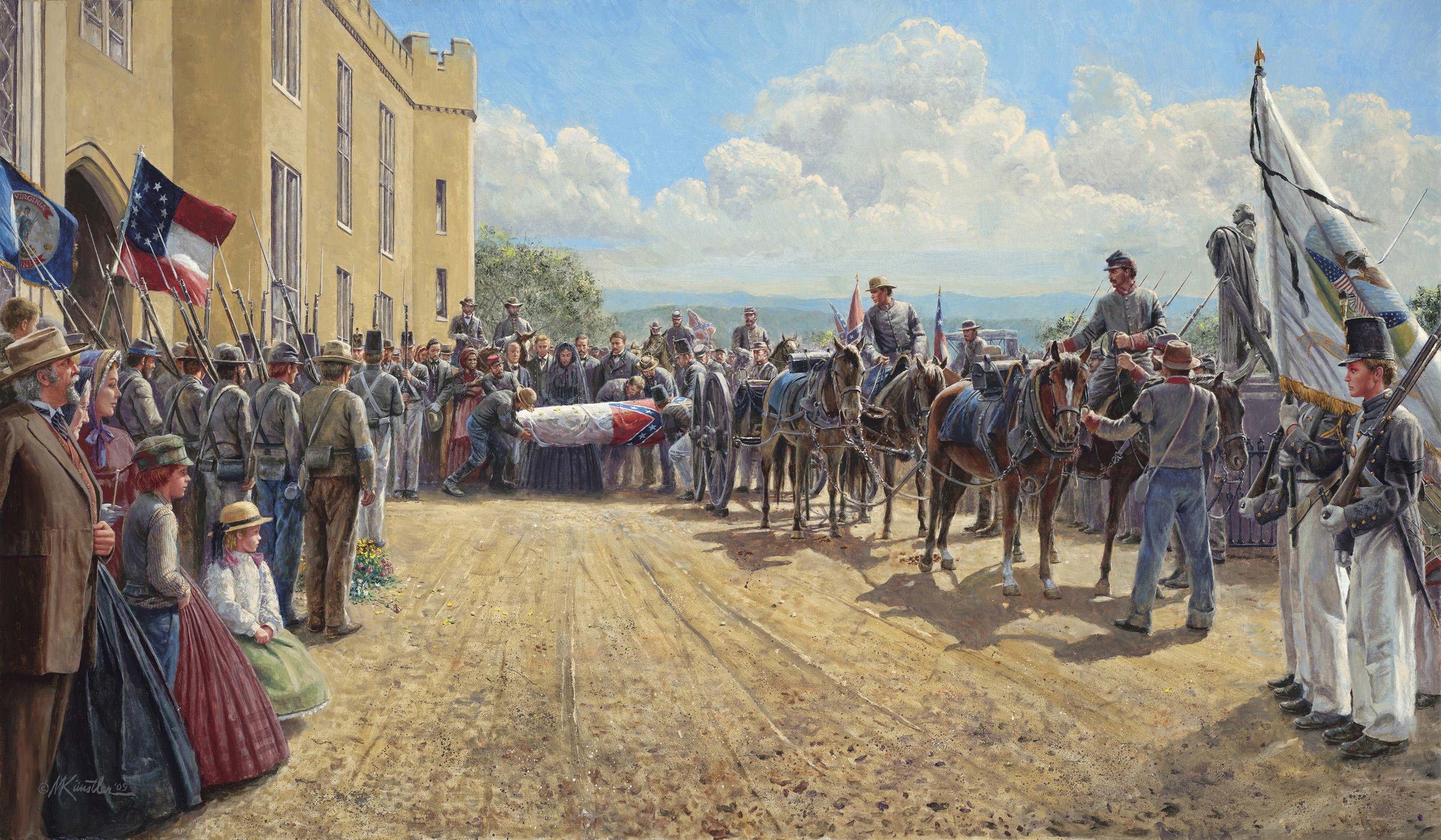Funeral procession with Confederate flags and soldiers HD Wallpaper