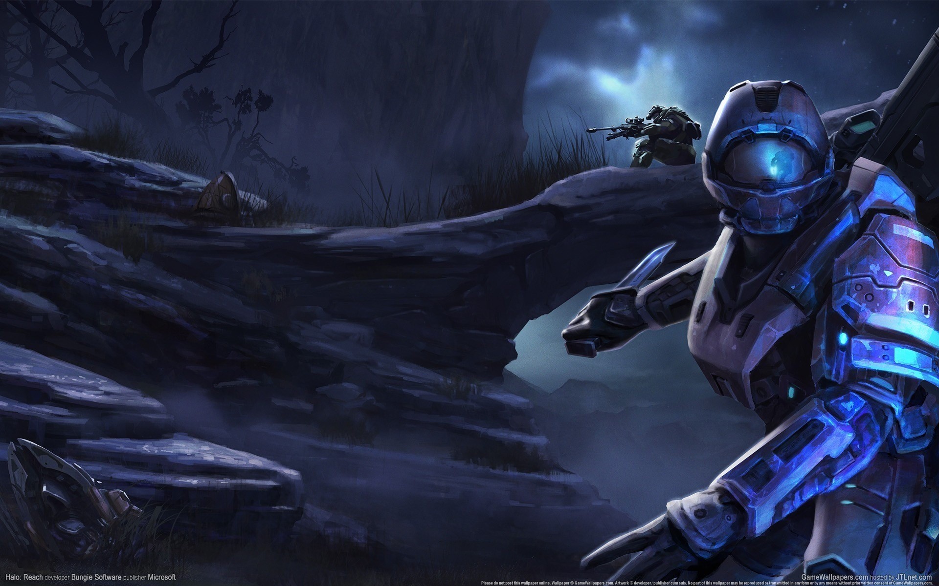 Master Chief from Halo in a dark landscape HD Wallpaper