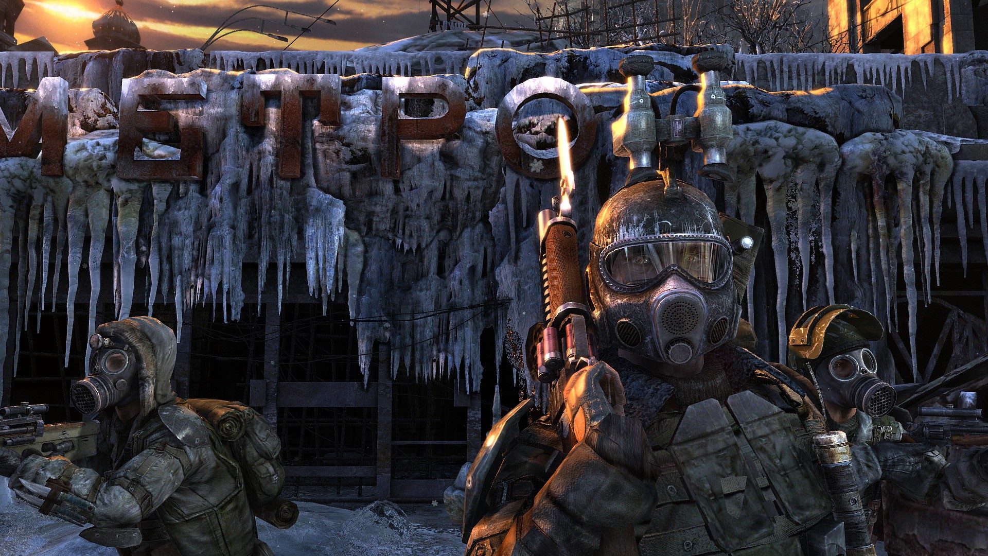 Metro 2033 characters in a frozen environment HD Wallpaper