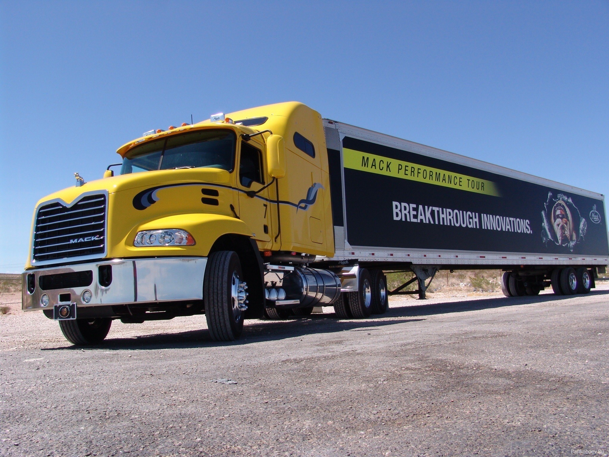 Yellow Mack Performance Tour Semi-Truck HD Wallpaper