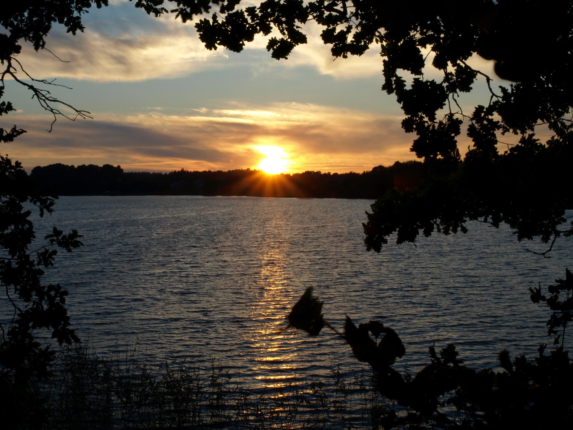 Sunset over a lake in Lithuania HD Wallpaper