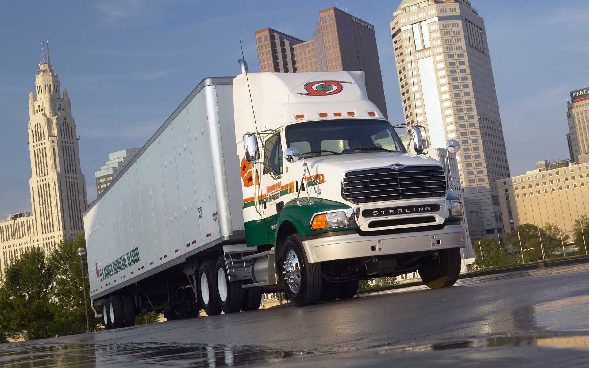 Sterling Truck with Trailer in City HD Wallpaper