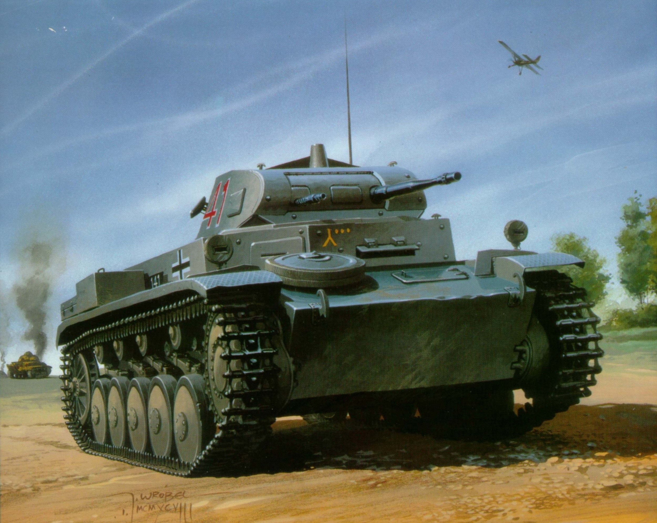 German Panzer II tank in a field HD Wallpaper