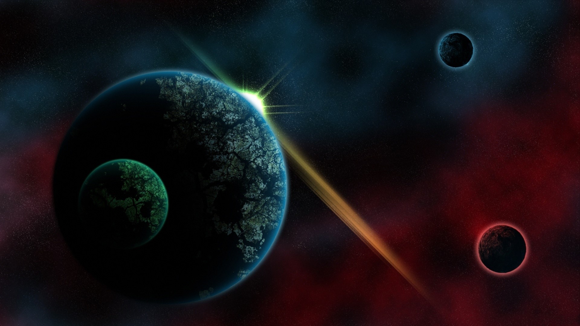 Planets in deep space with nebulae HD Wallpaper