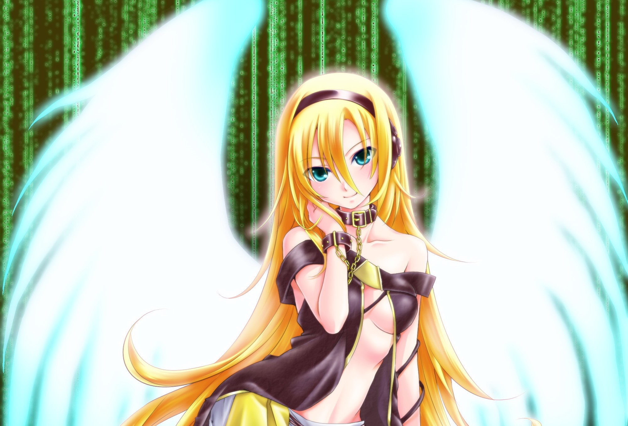 Anime girl with blonde hair and wings HD Wallpaper