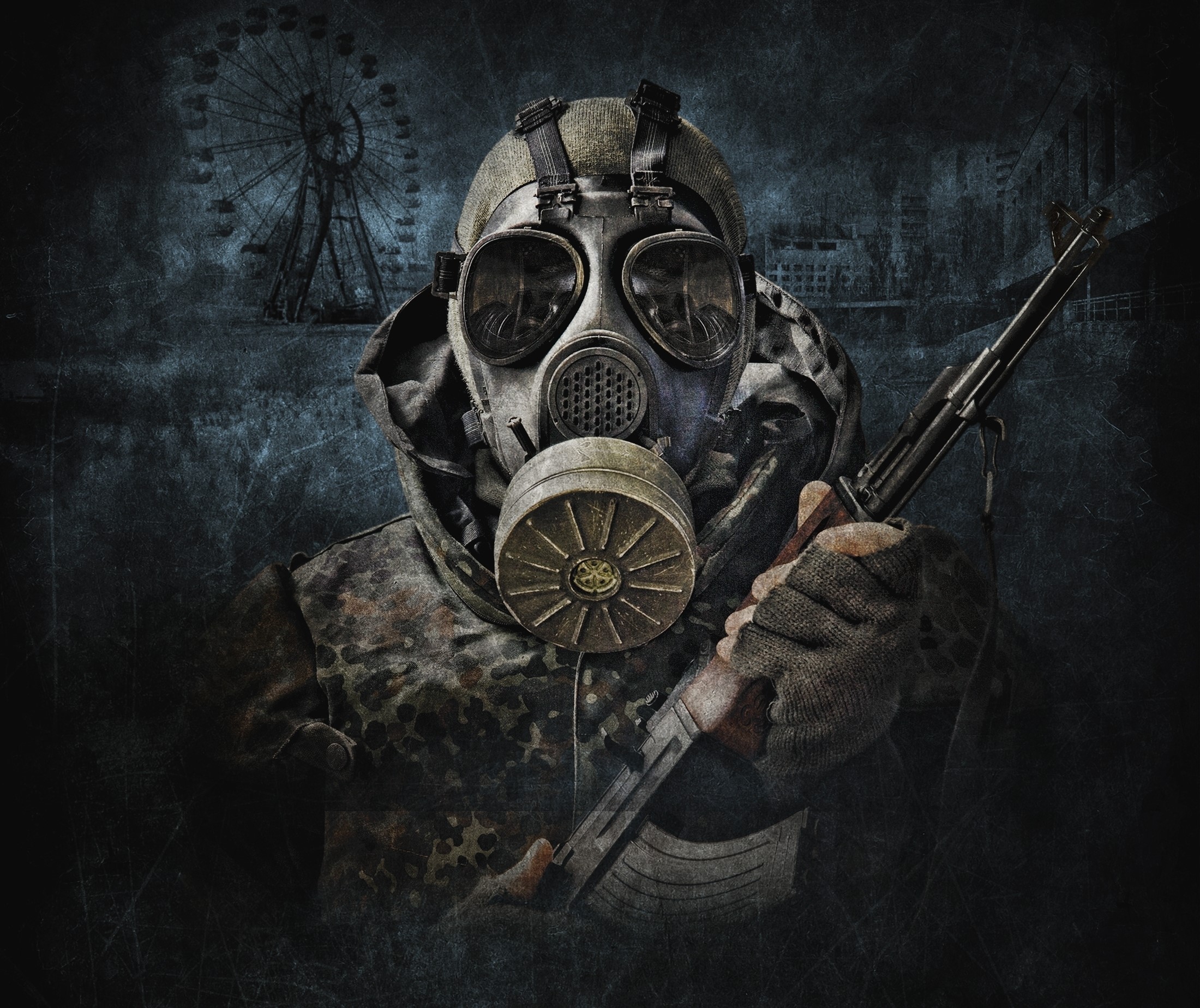 Man in gas mask with rifle from S.T.A.L.K.E.R. HD Wallpaper