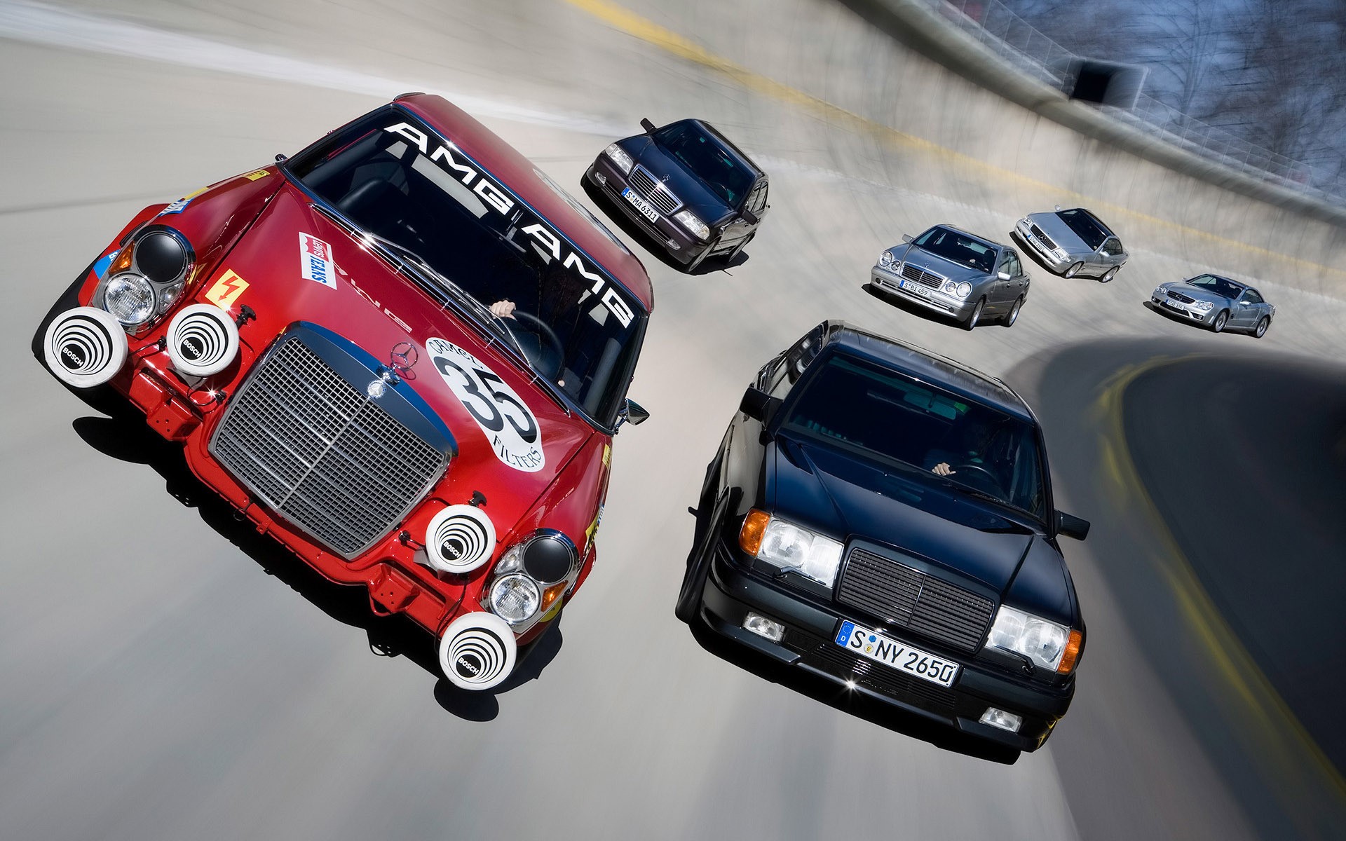 Mercedes-Benz AMG Cars on a Racetrack HD Wallpaper