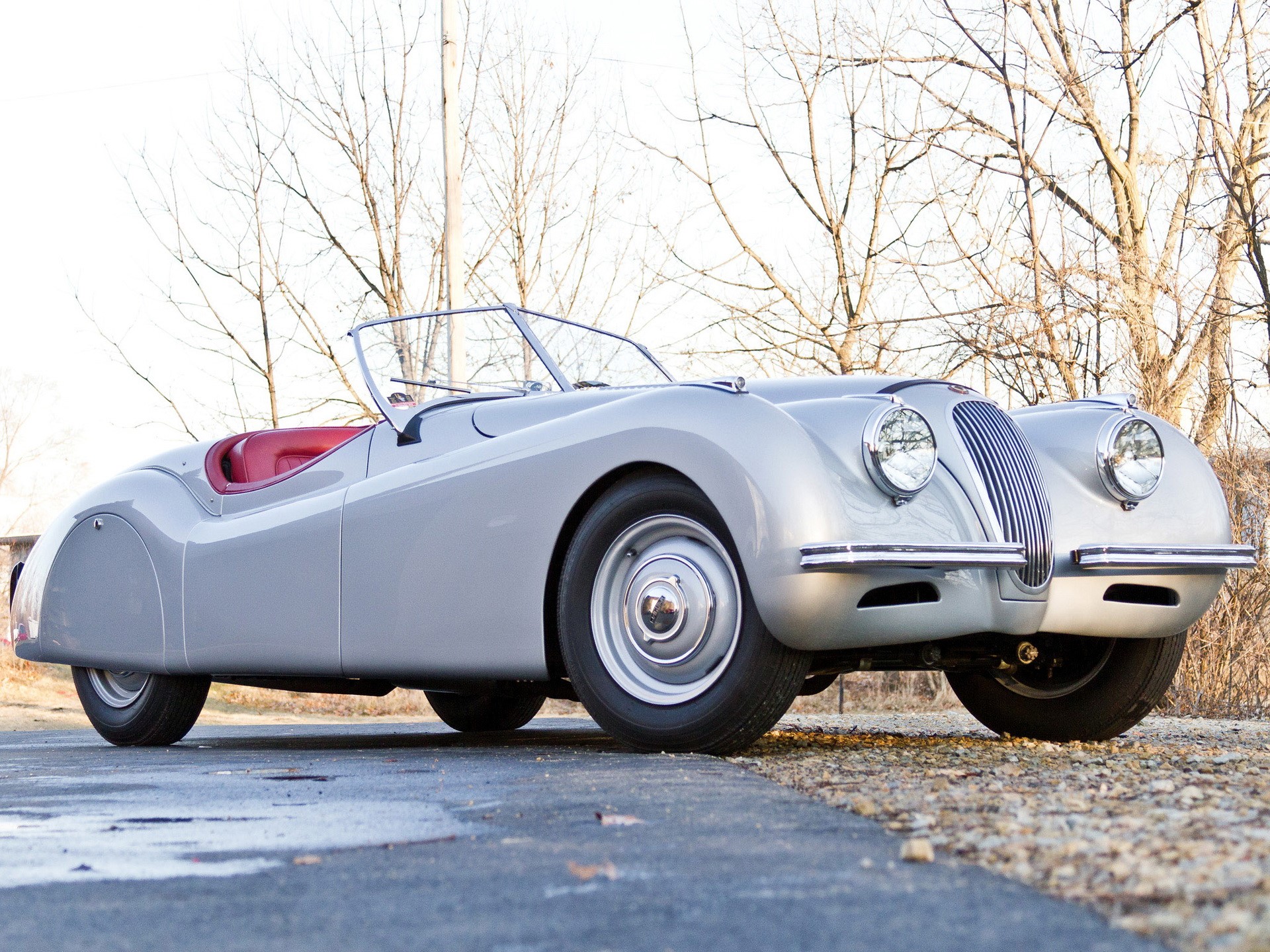 1949-54 Silver Jaguar Convertible HD Wallpaper