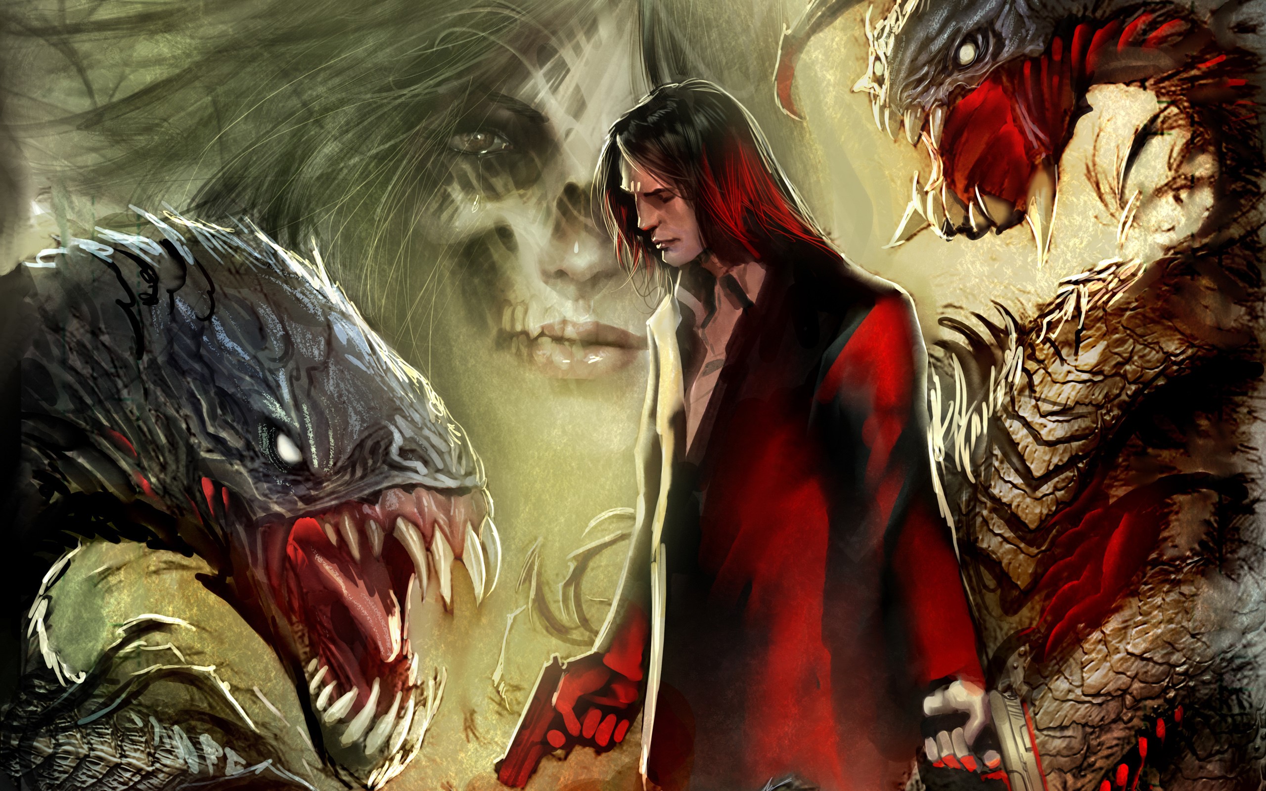 Jackie Estacado from The Darkness with monsters HD Wallpaper