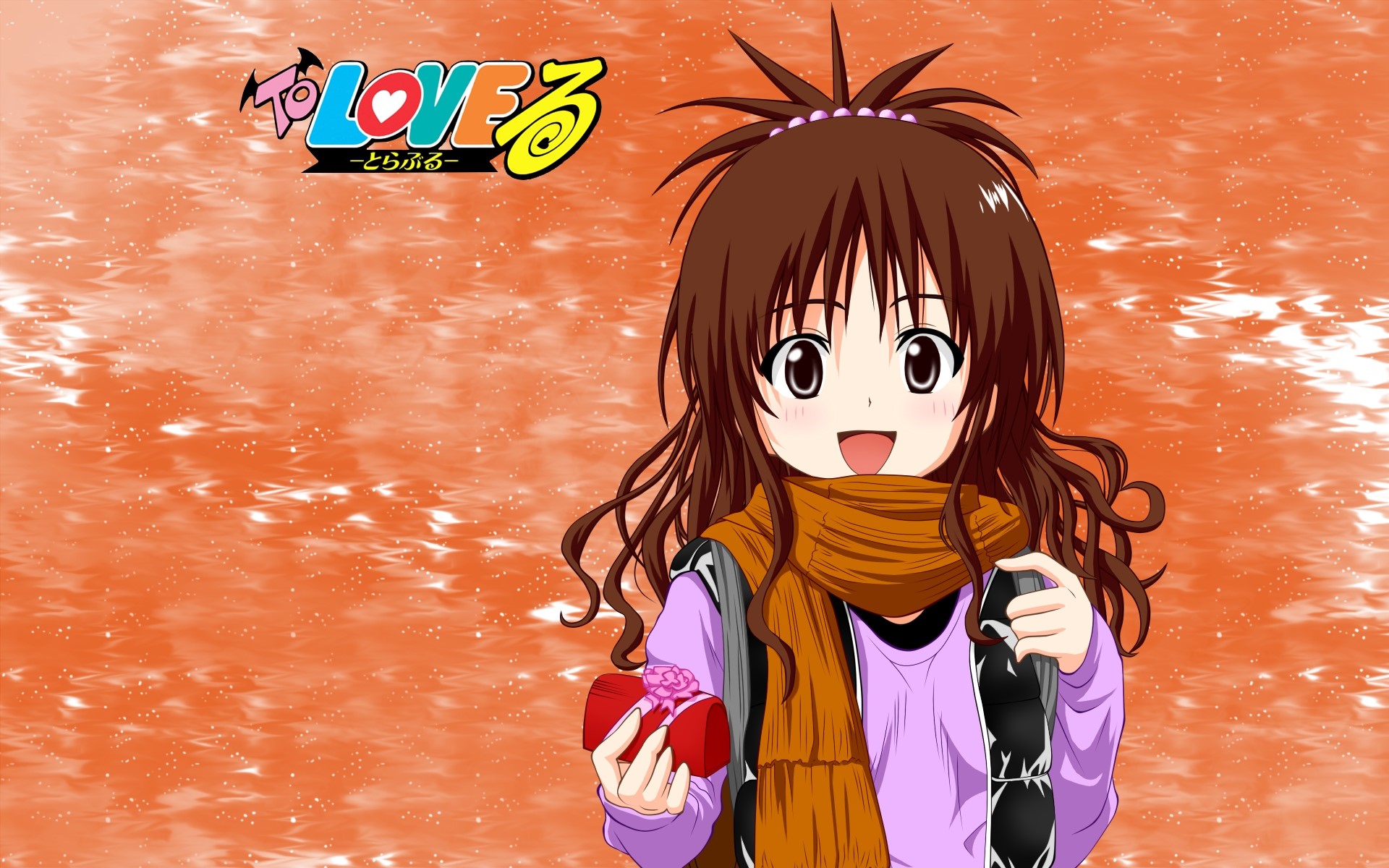 Haruna Sairenji from To-Love-Ru holding a gift HD Wallpaper