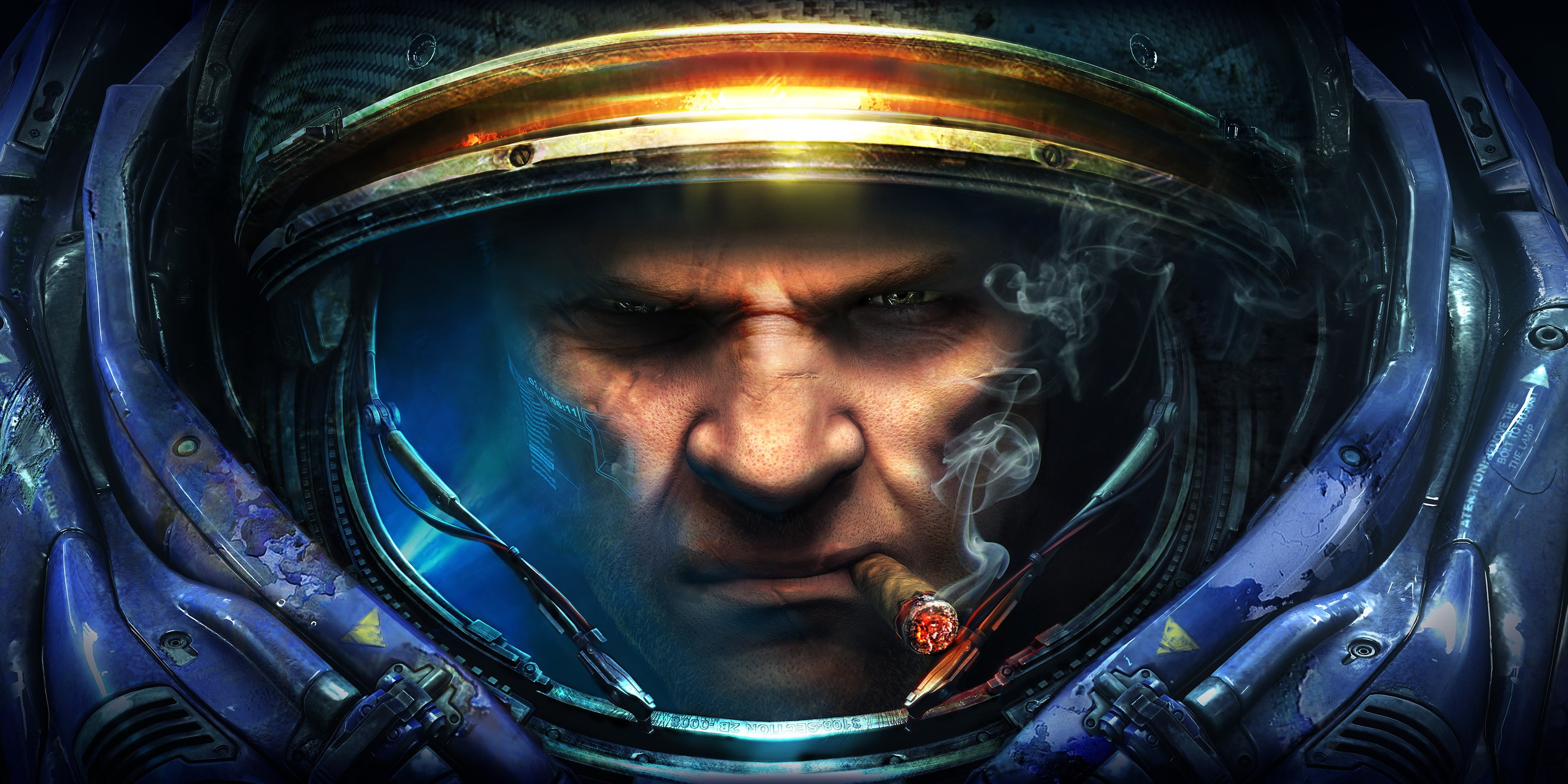 Jim Raynor from StarCraft 2 smoking a cigar HD Wallpaper