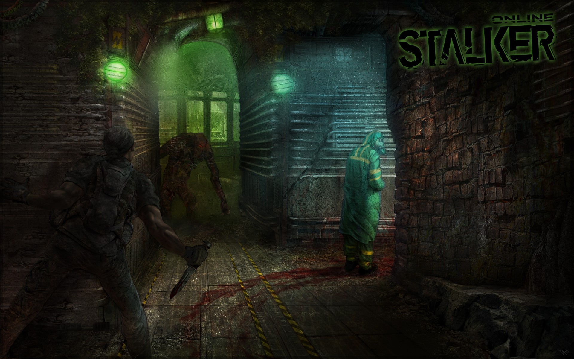 STALKER Online: Mutant and Hazmat Suit Encounter HD Wallpaper