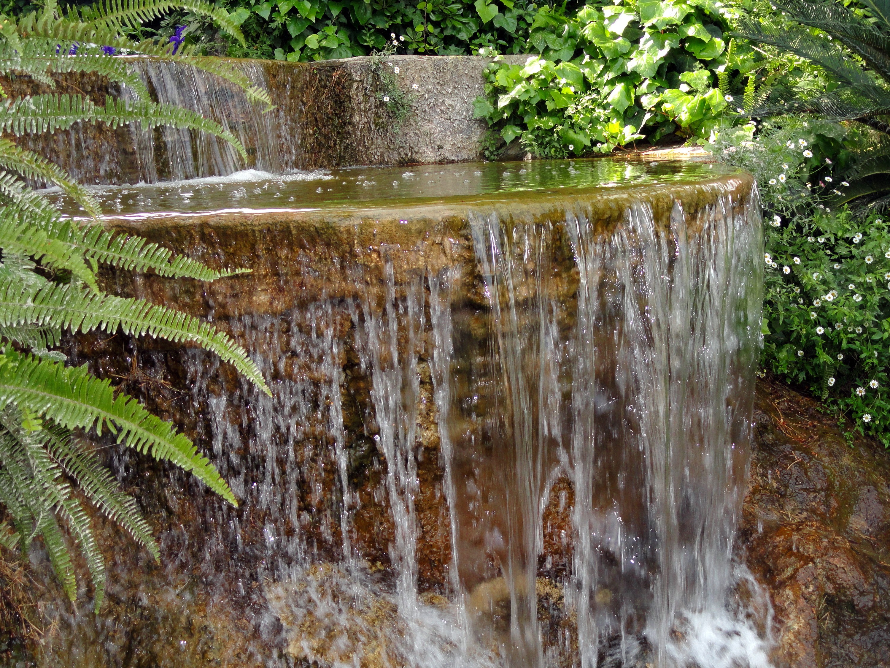 Waterfalls at Gardens of the Villa Ephrussi de Rothschild HD Wallpaper