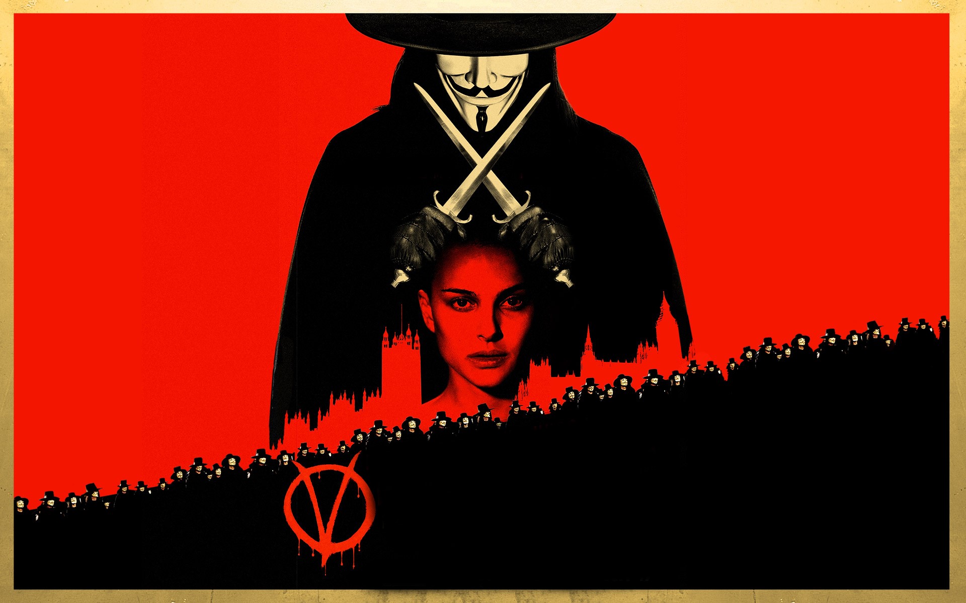 V for Vendetta poster with V and Evey HD Wallpaper