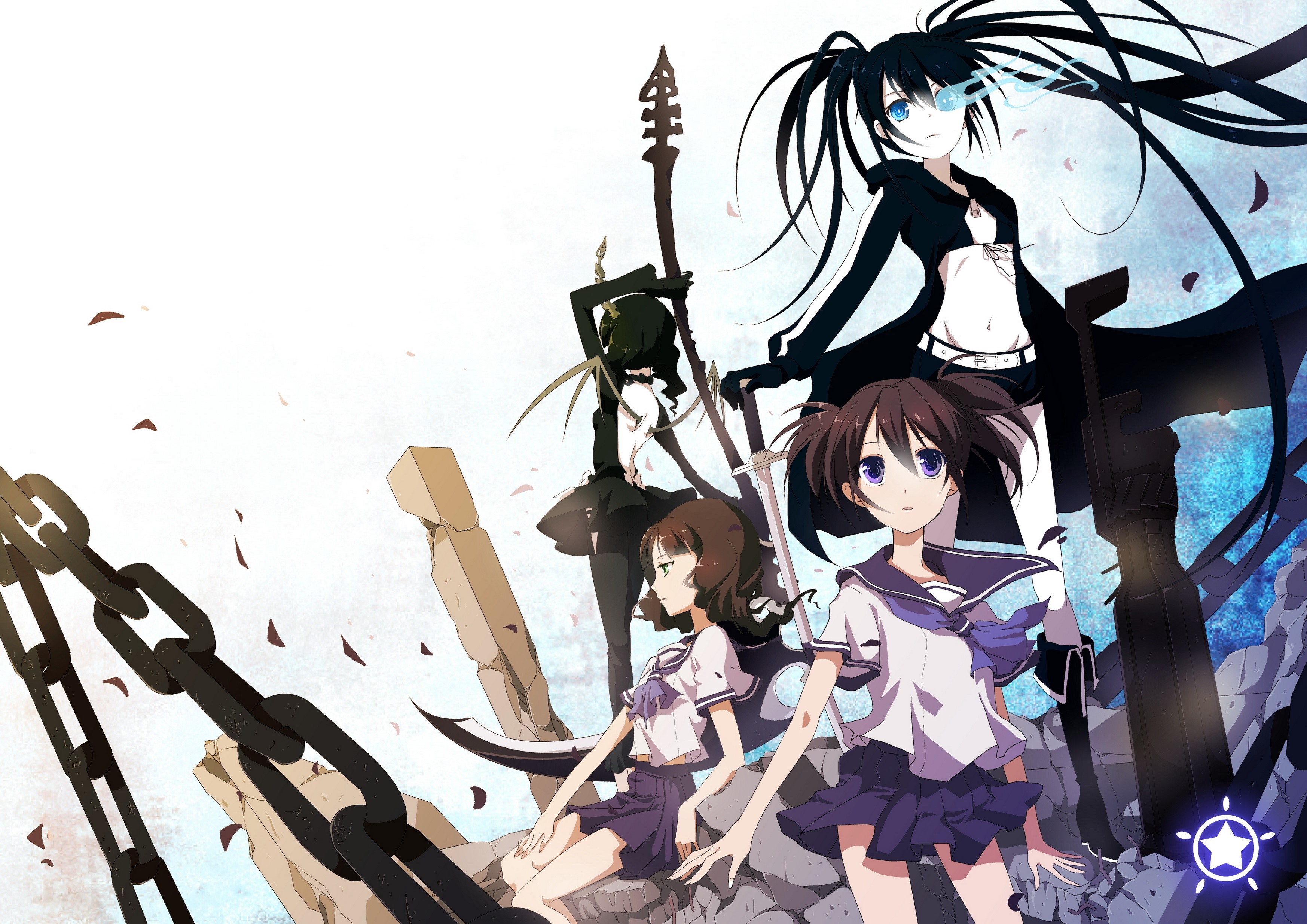 Black Rock Shooter characters with weapons HD Wallpaper