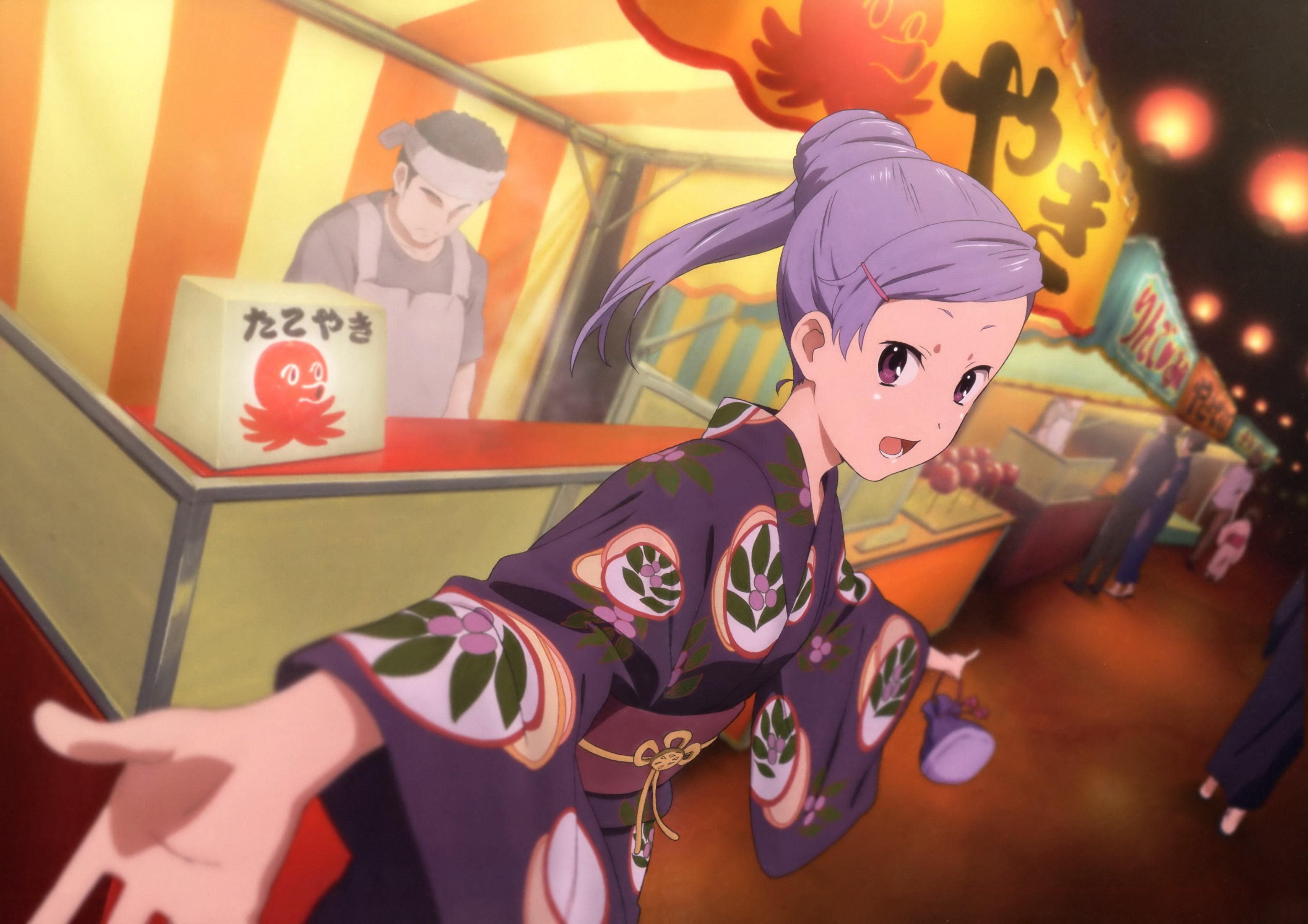 Nagi from Kannagi: Crazy Shrine Maidens at a festival HD Wallpaper