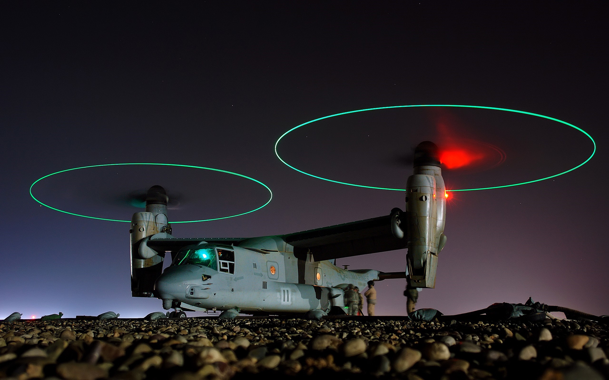 USMC MV-22 Osprey aircraft at night HD Wallpaper