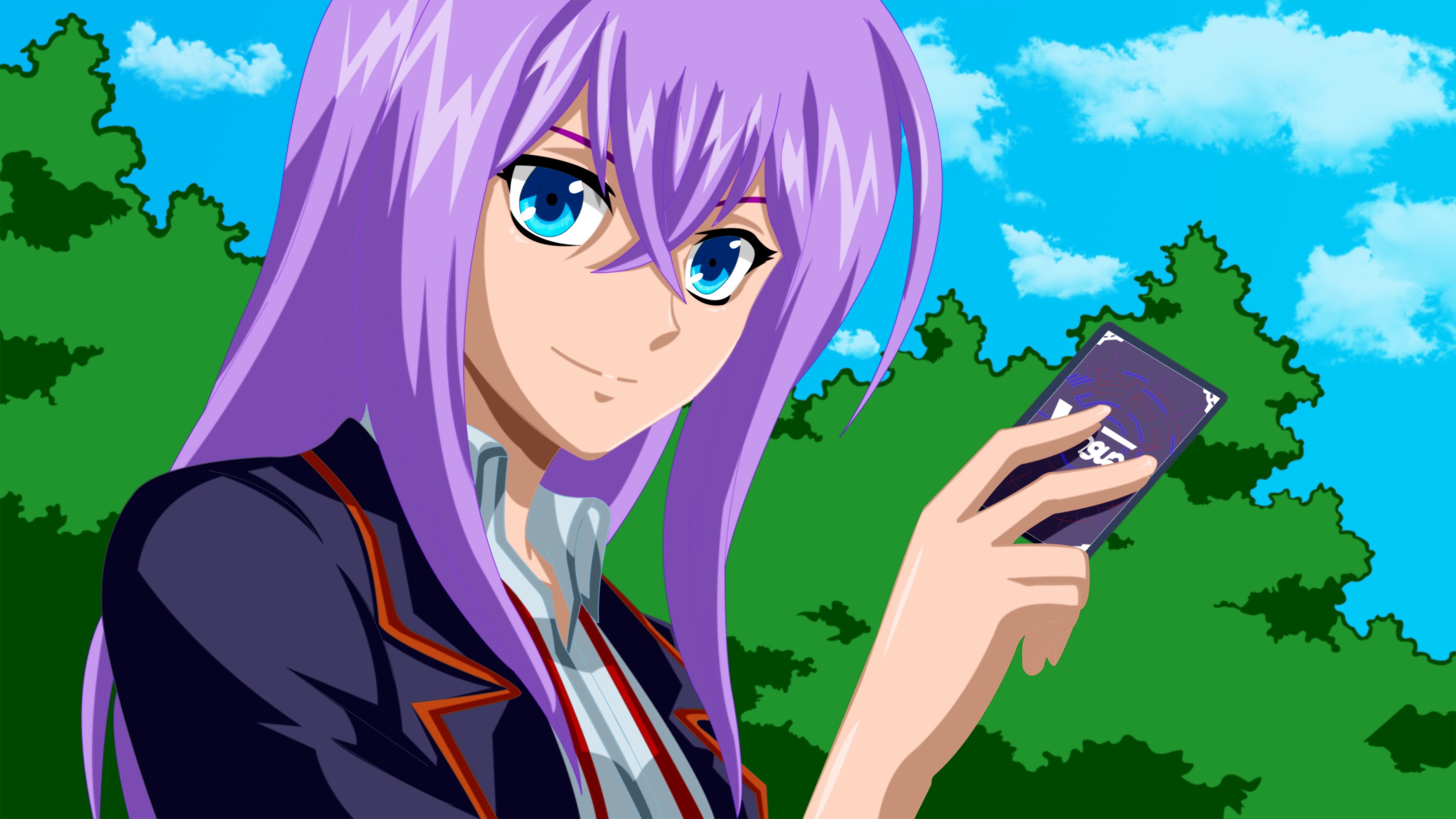Girl holding a Cardfight!! Vanguard card HD Wallpaper