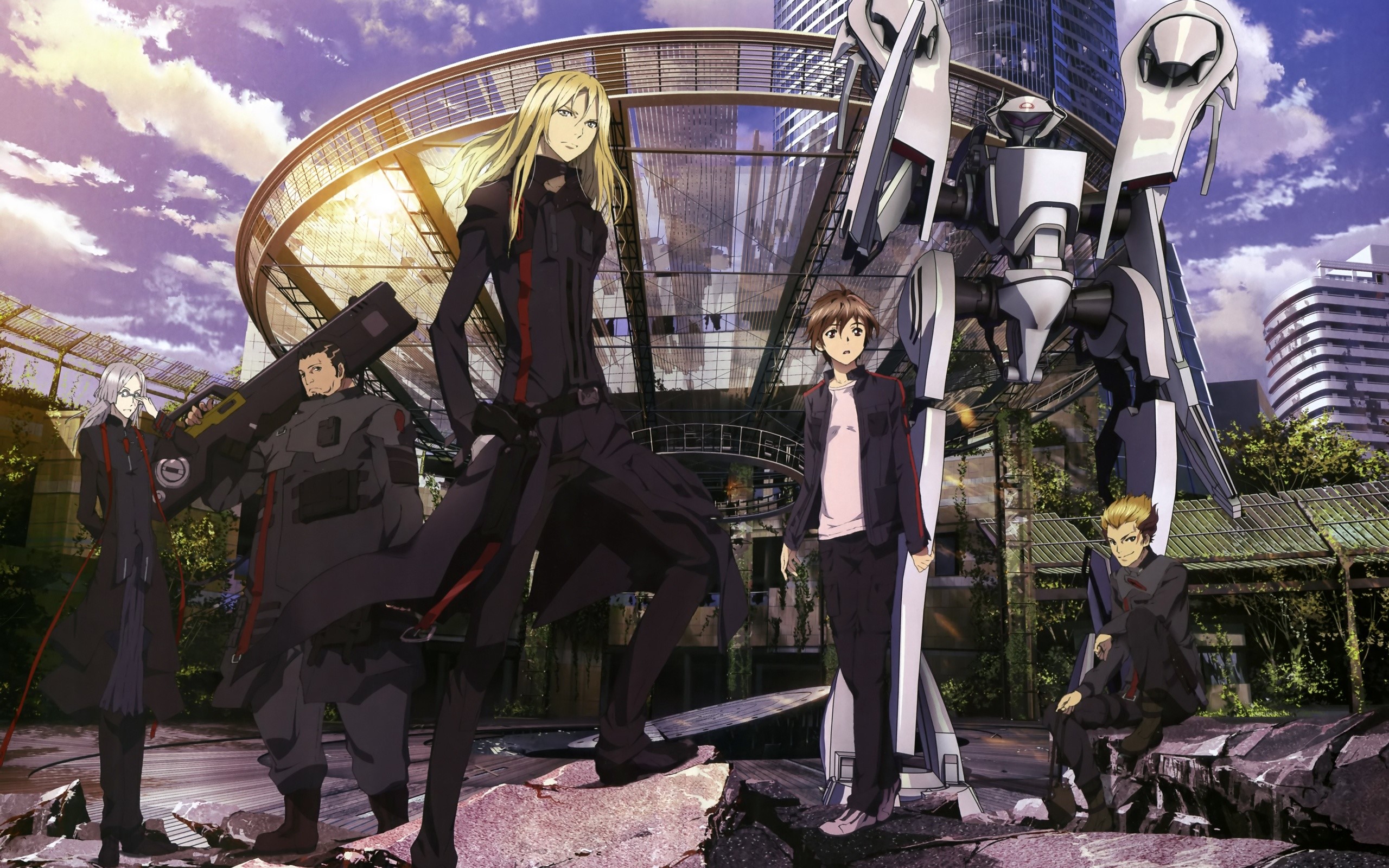 Guilty Crown characters with a mecha HD Wallpaper