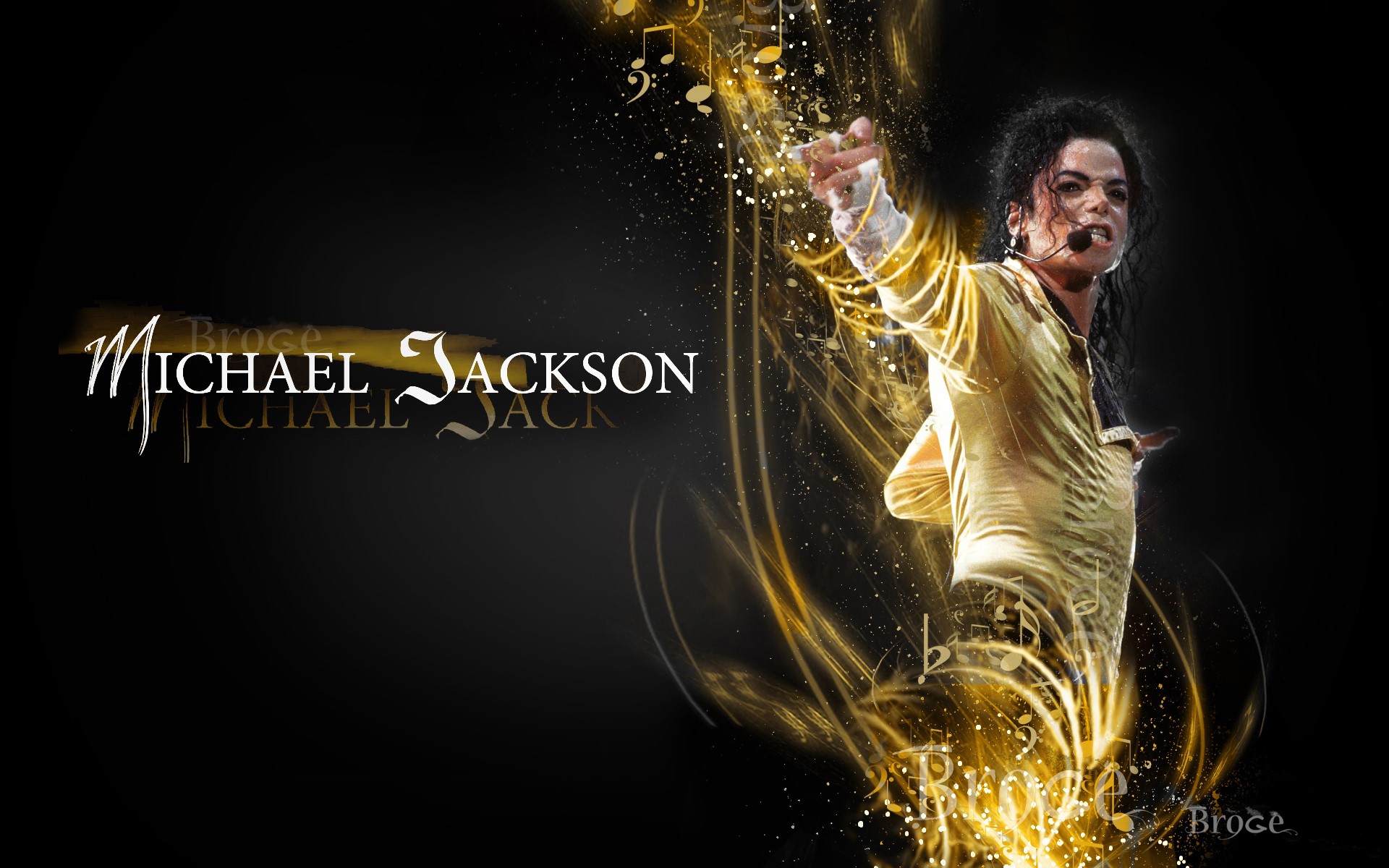 Michael Jackson performing with golden light effects HD Wallpaper