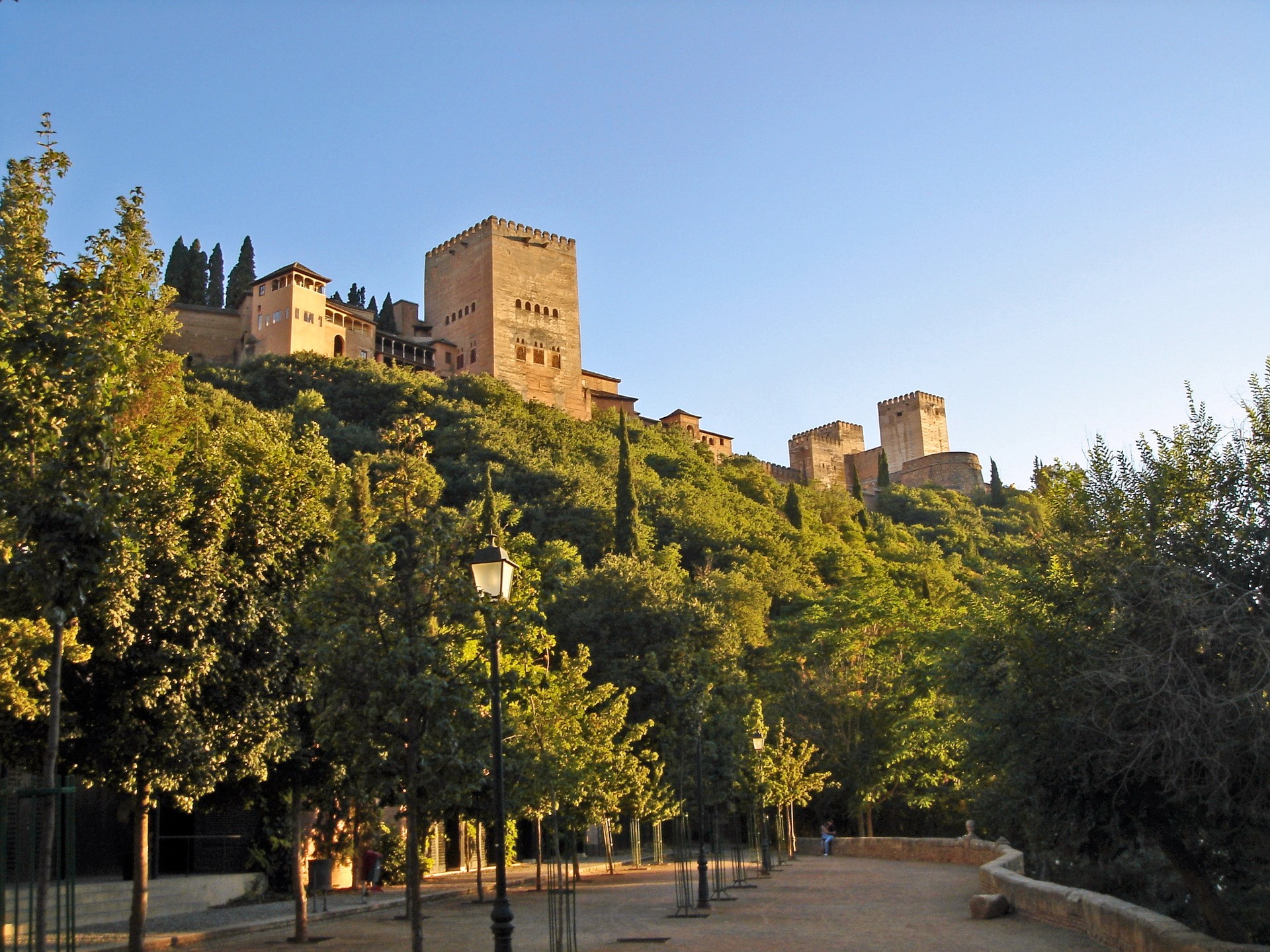 The Alhambra fortress on a hill in Granada, Spain HD Wallpaper