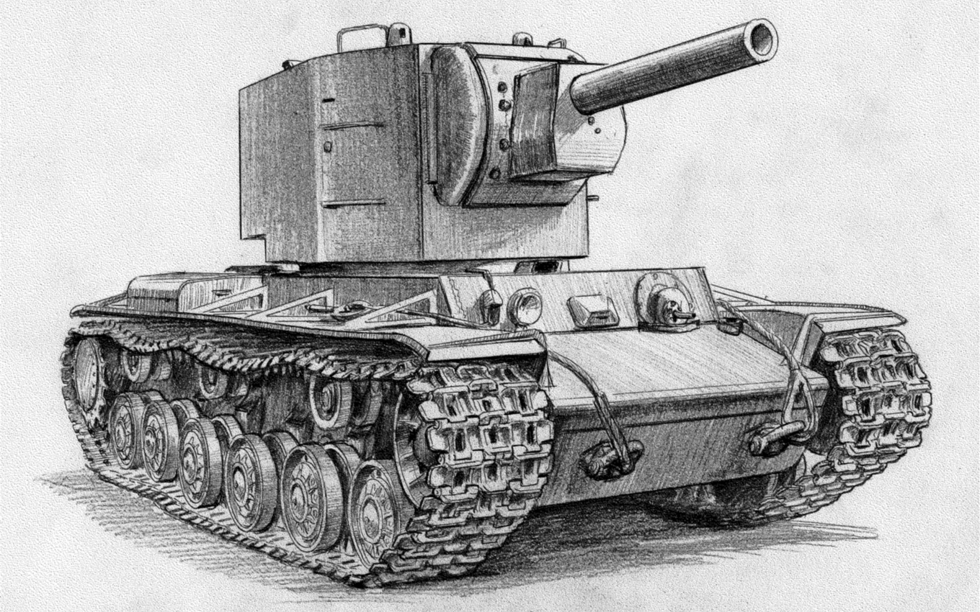 Pencil sketch of a Soviet KV-2 heavy tank HD Wallpaper