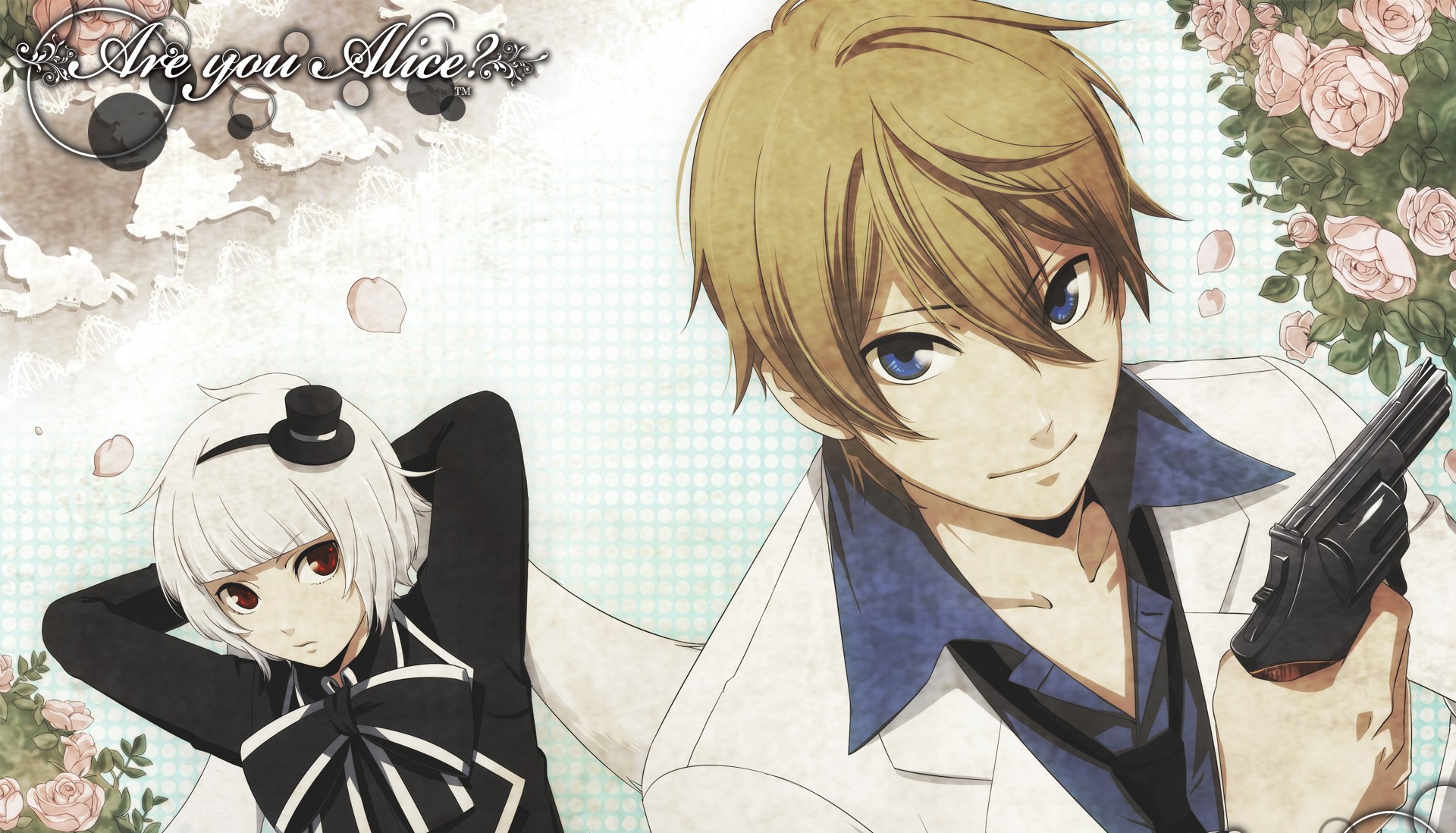Are you Alice? Characters with Gun and Roses HD Wallpaper