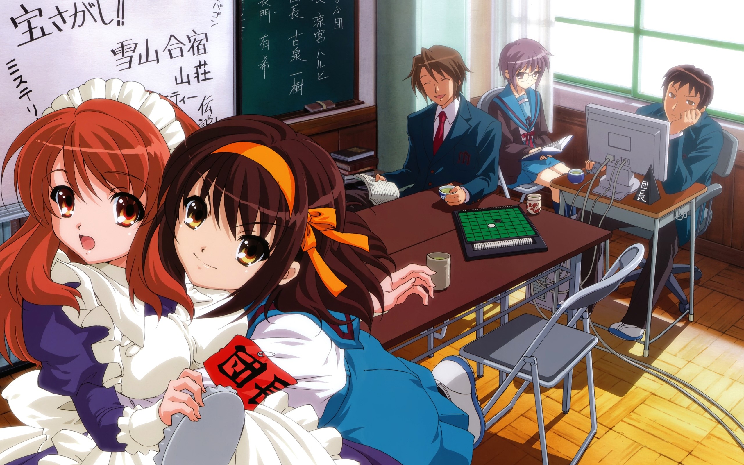 The Melancholy of Haruhi Suzumiya characters in classroom HD Wallpaper