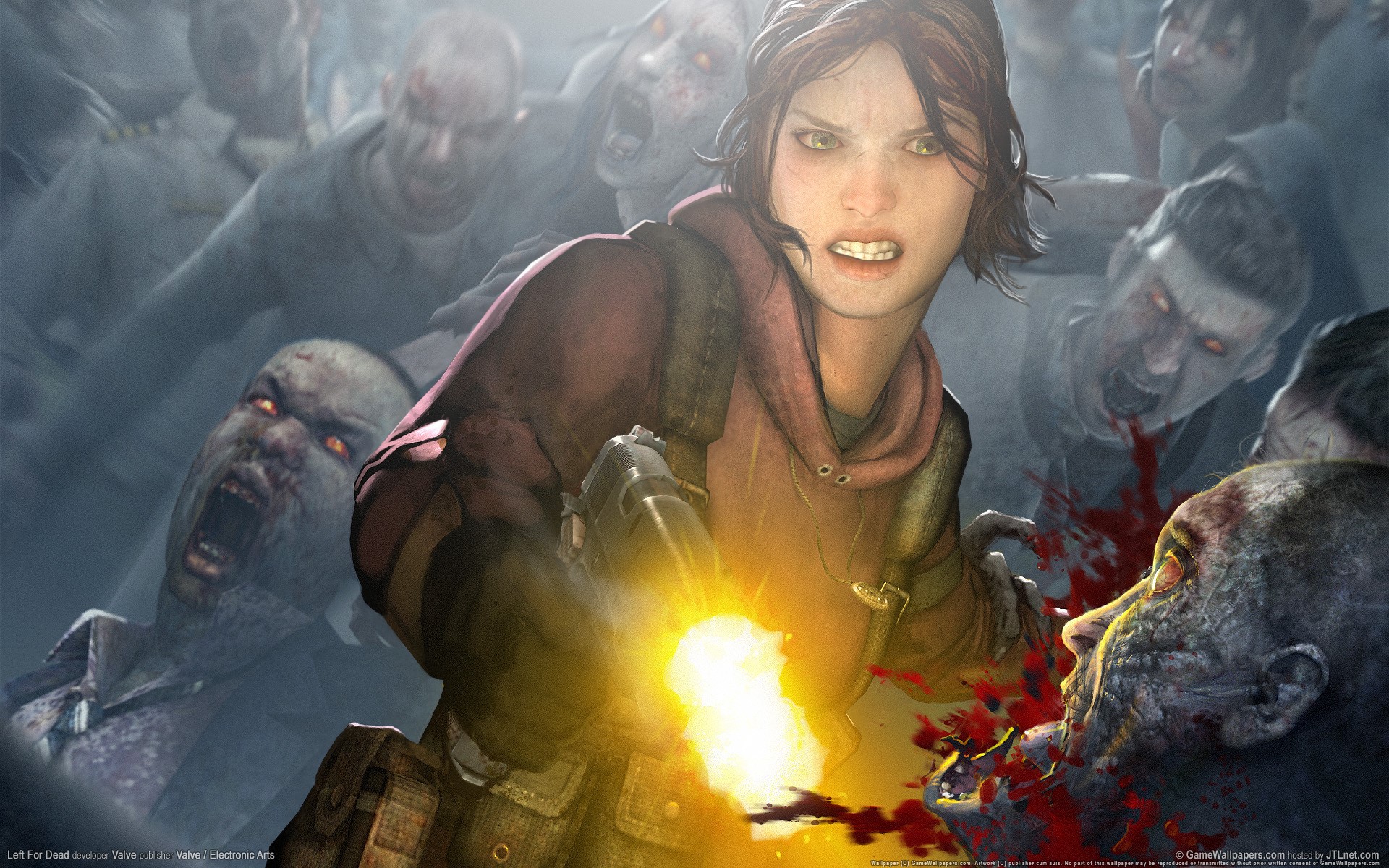 Woman fighting zombies in Left 4 Dead HD Wallpaper